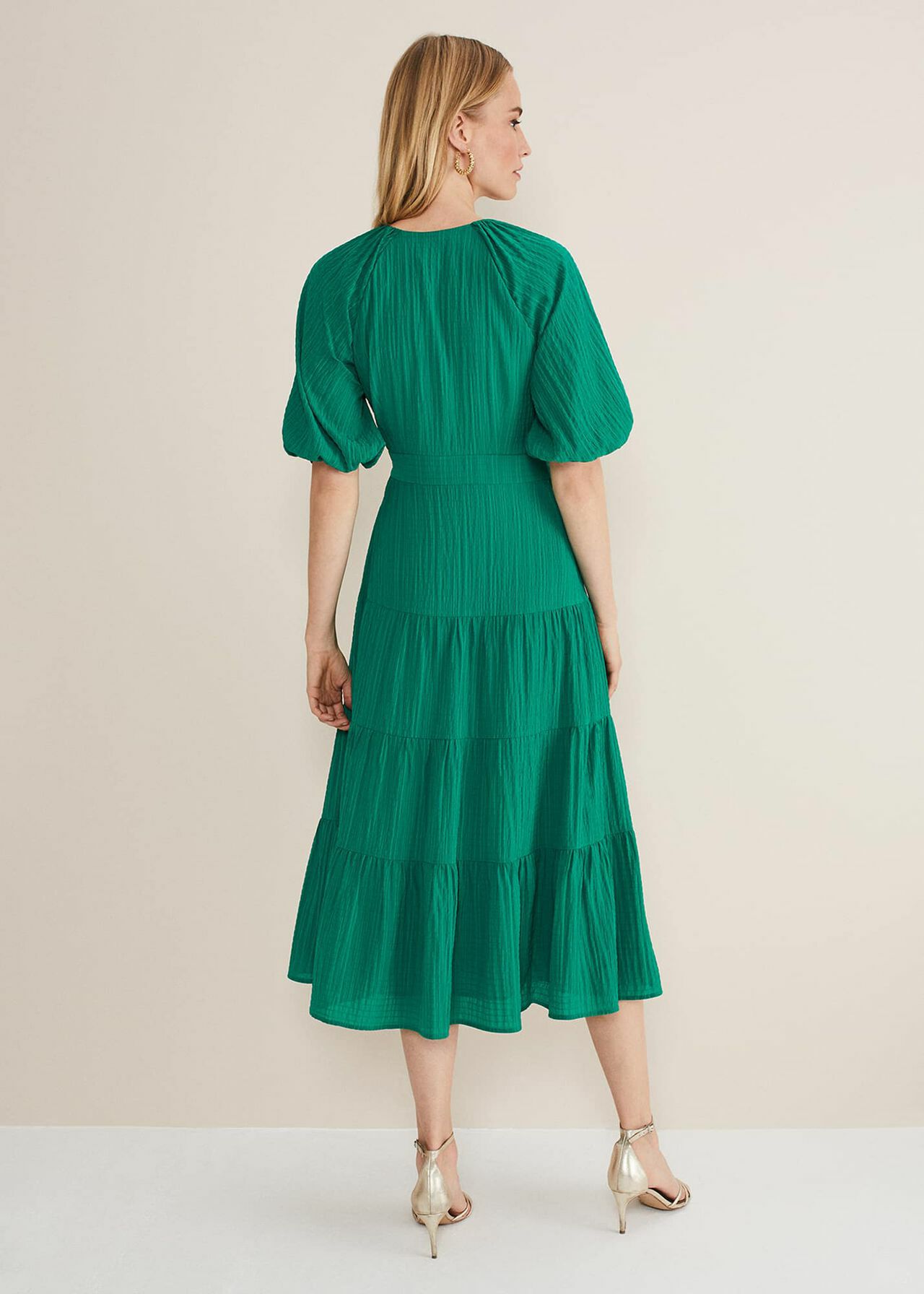 Phase Eight Morven Green Wrap Midi Dress Bright Green Womens Sleeved