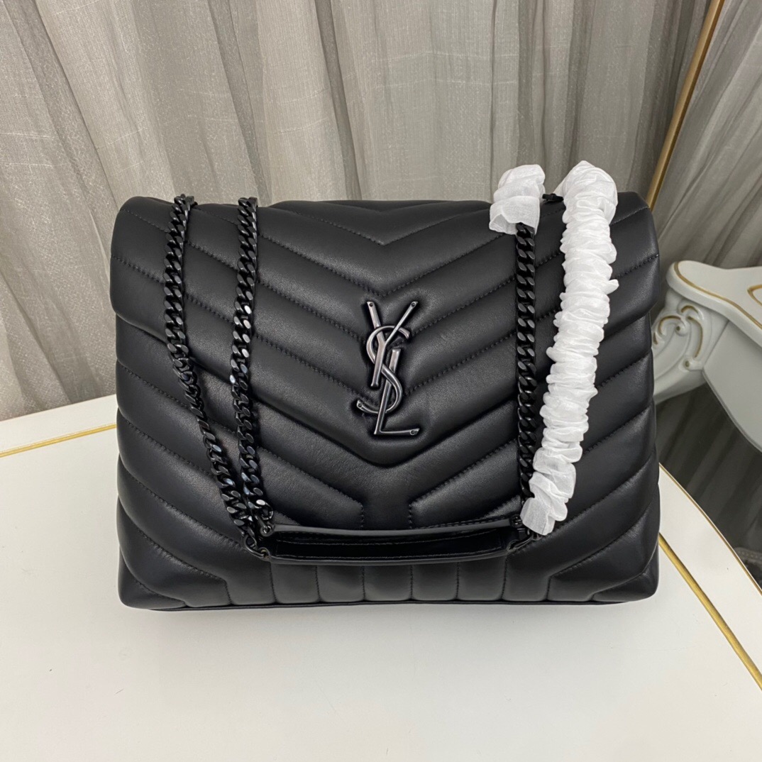 Saint Laurent Loulou Medium Quilted Leather Shoulder Bag Black