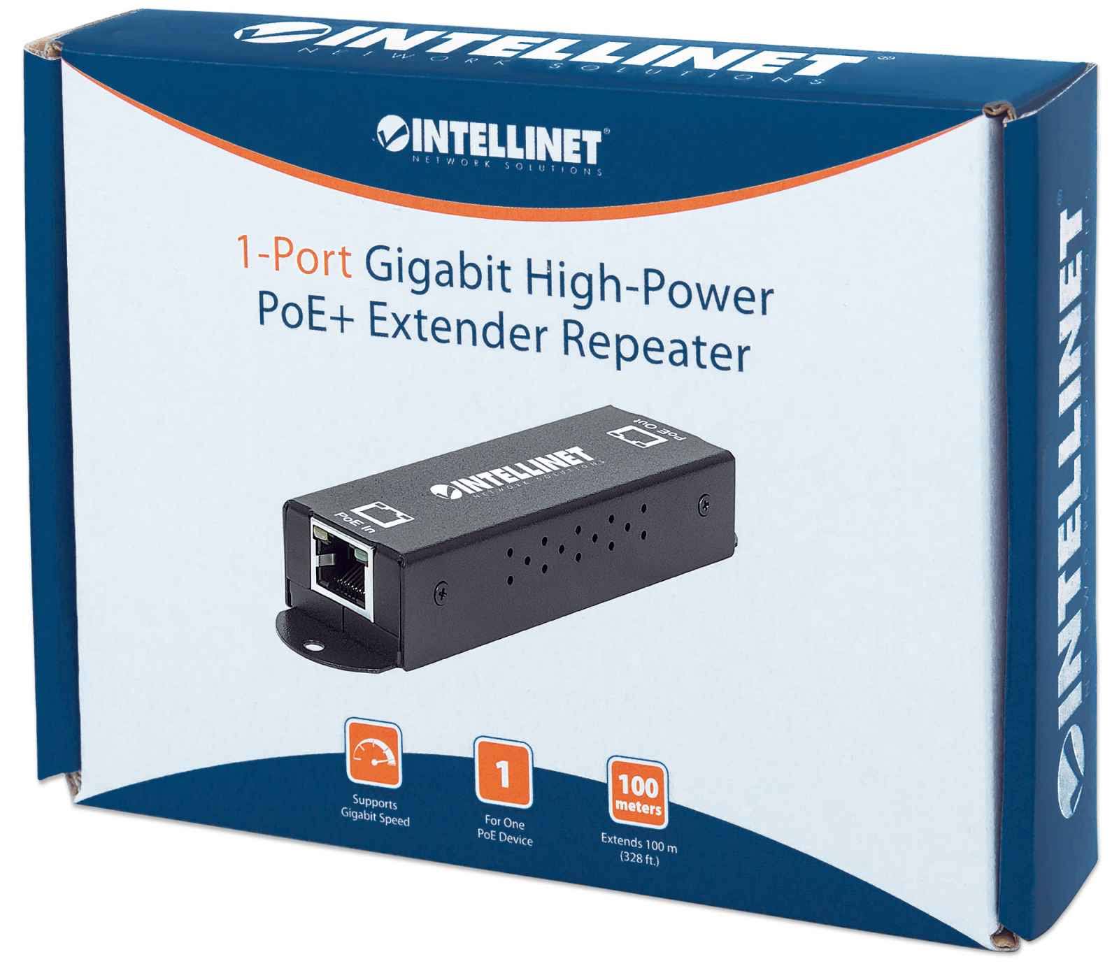 Intellinet Gigabit High Power PoE Extender Repeater IEEE 802 3at Af