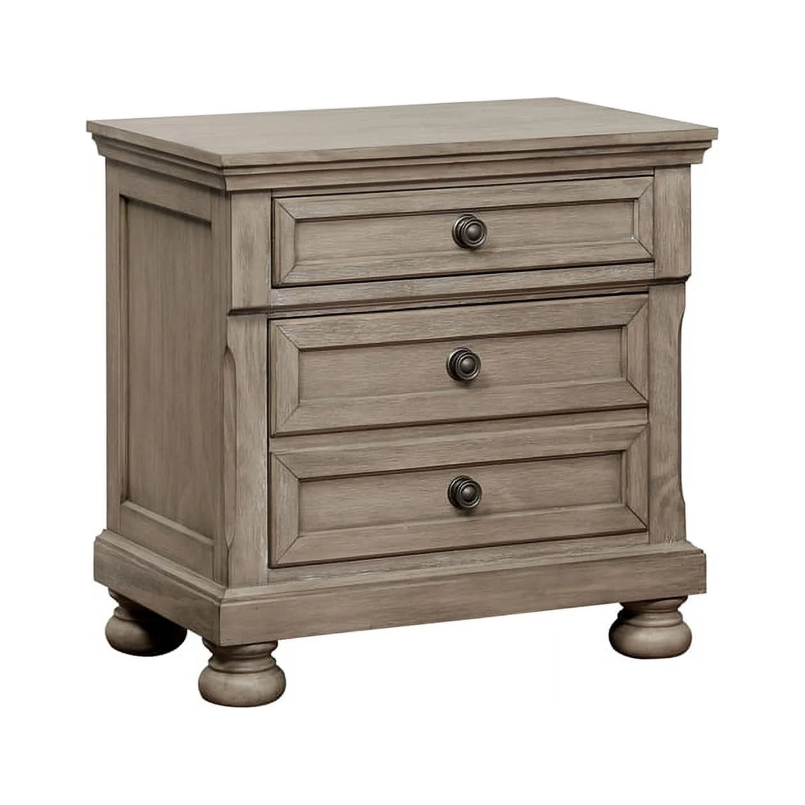 FOA Frigga 3 Piece Gray Wood Bedroom Set King Nightstand Dresser