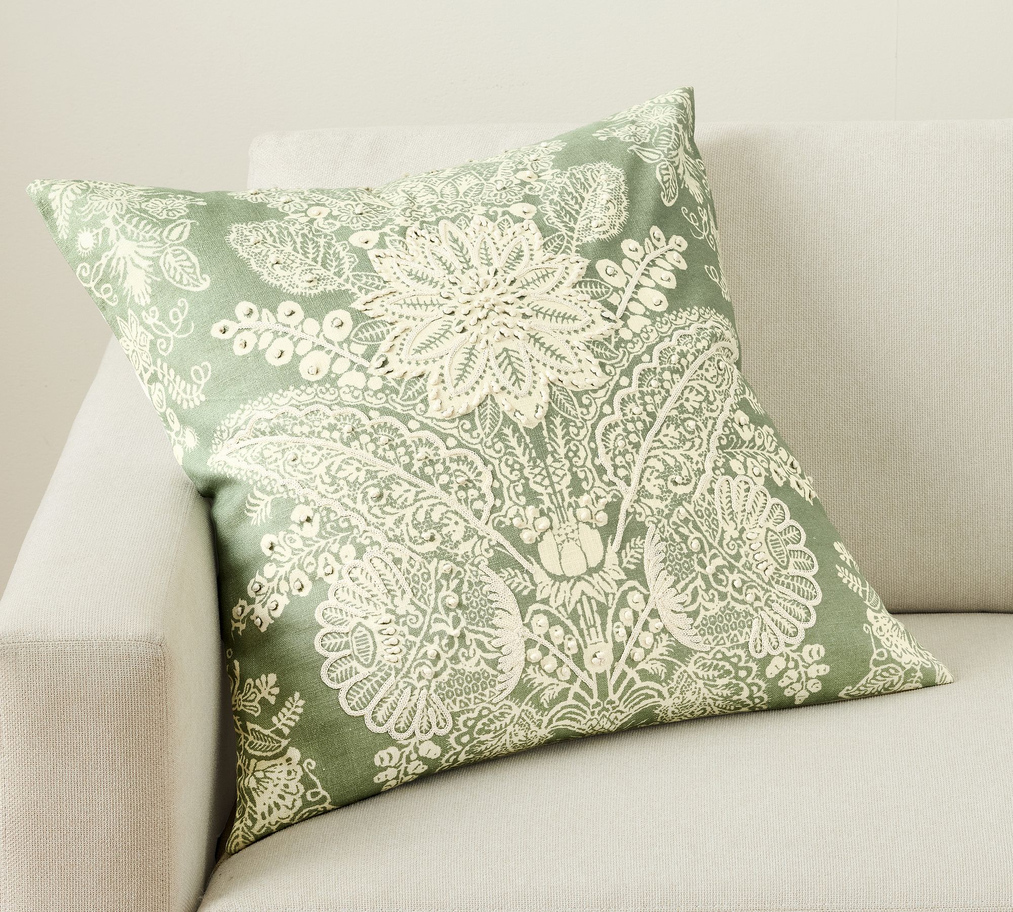 Kravet Heirloom Damask Embroidered Pillow