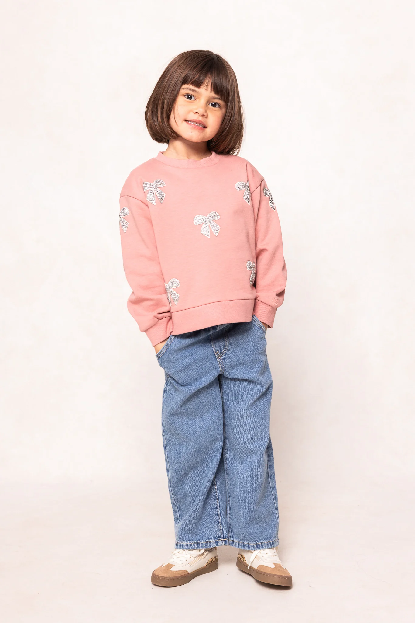 Mini Micah Crew Neck Sweatshirt in Pink & Bows
