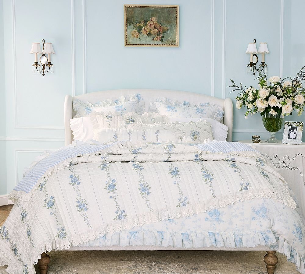 LoveShackFancy Rosette Embroidered Quilt