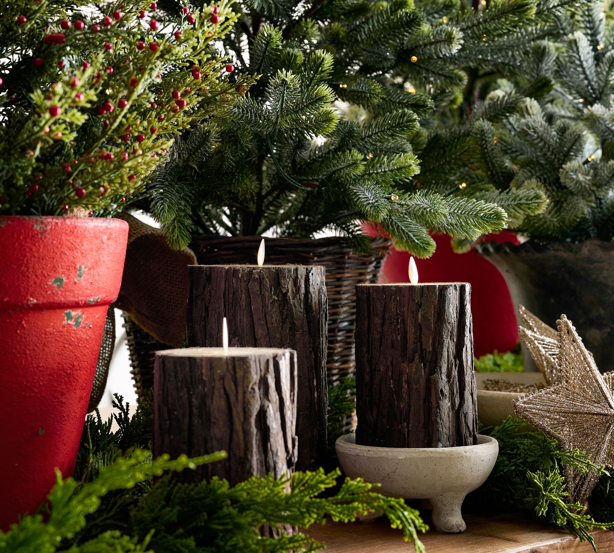 Premium Flickering Flameless Candle - Brown Bark