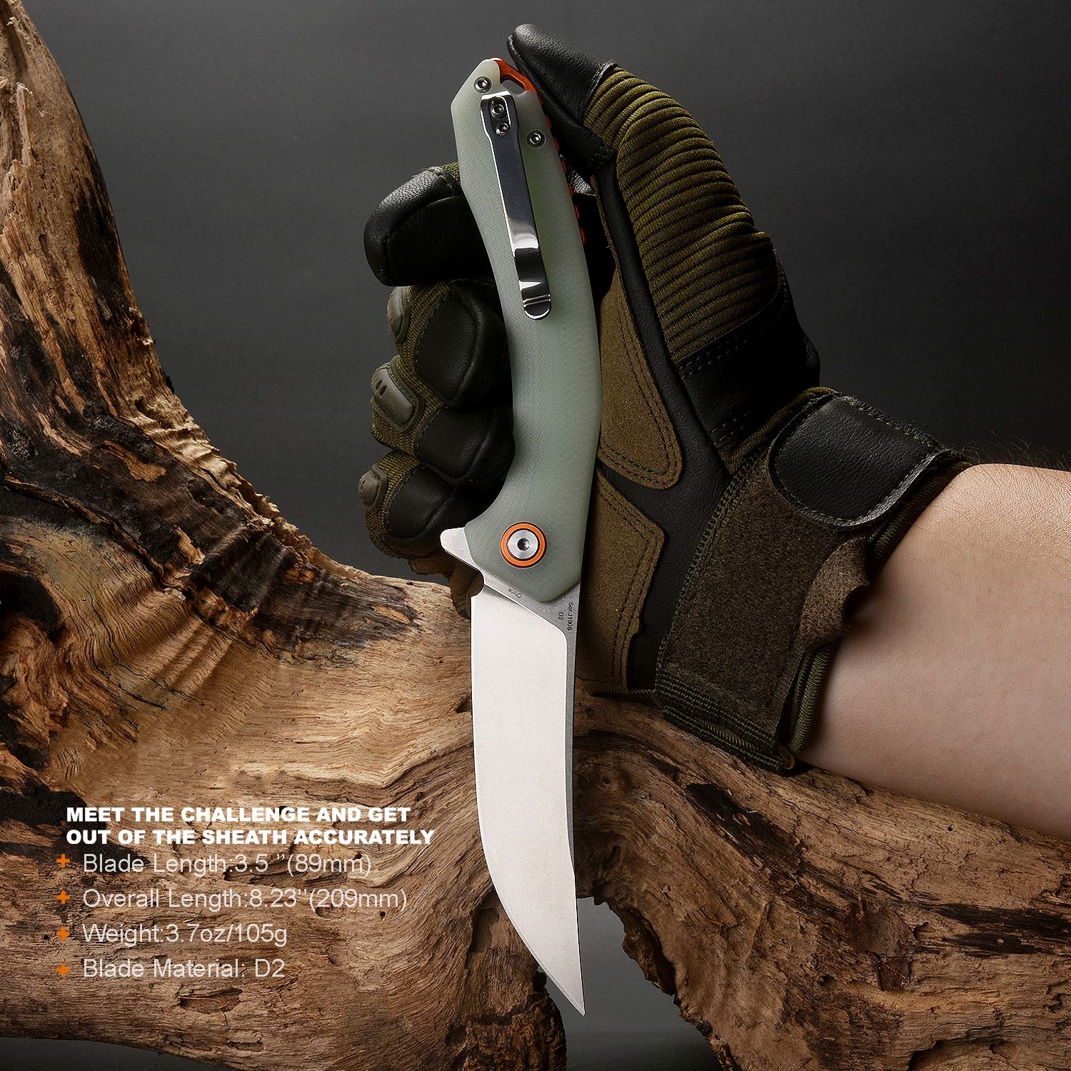 Tactical Pocket Folding Knife with D2 Steel Blade and G10 Handle