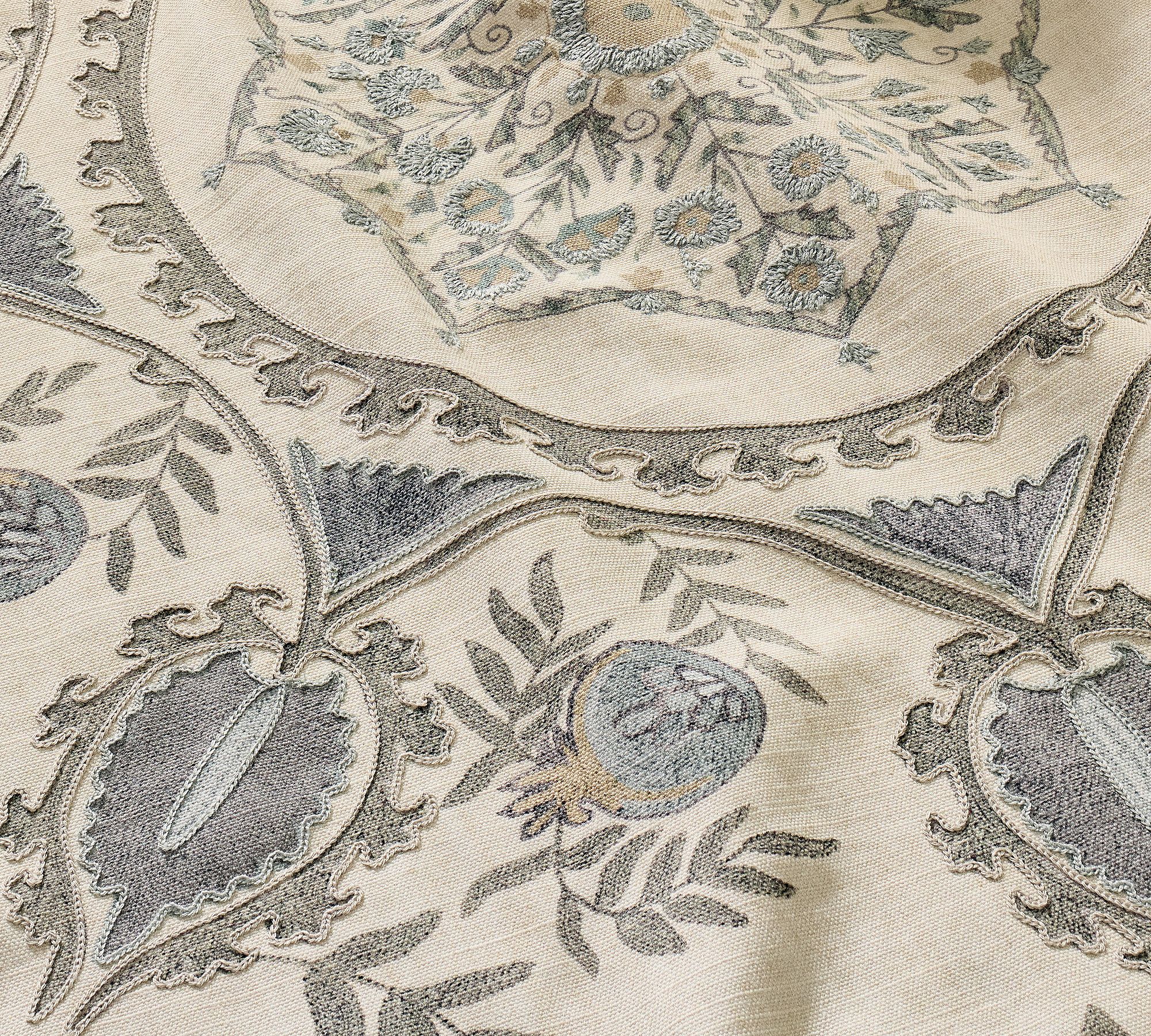 Lilah Suzani Embroidered Cotton Table Throw