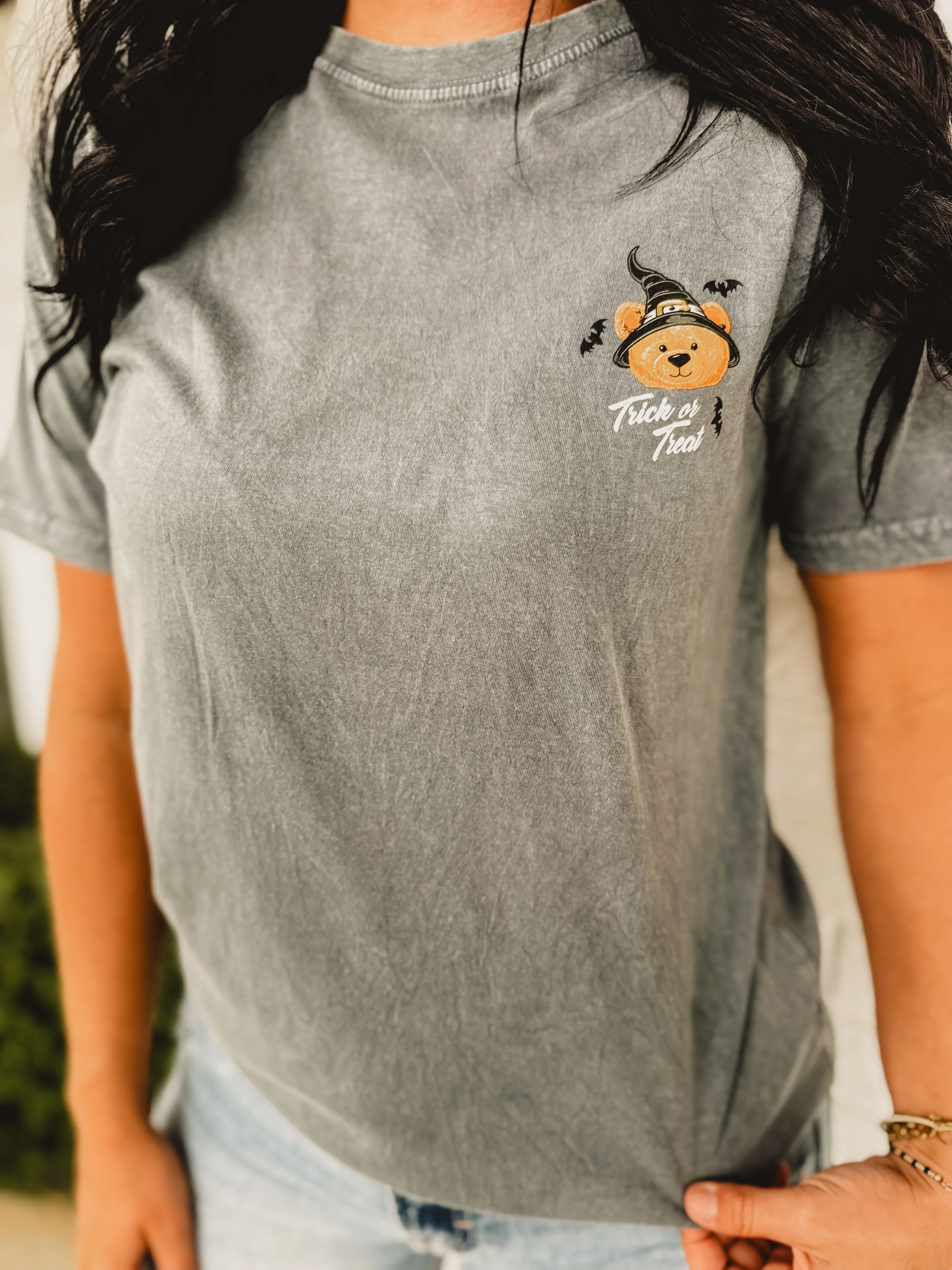 Trick Or Treat Graphic Tee - Coal