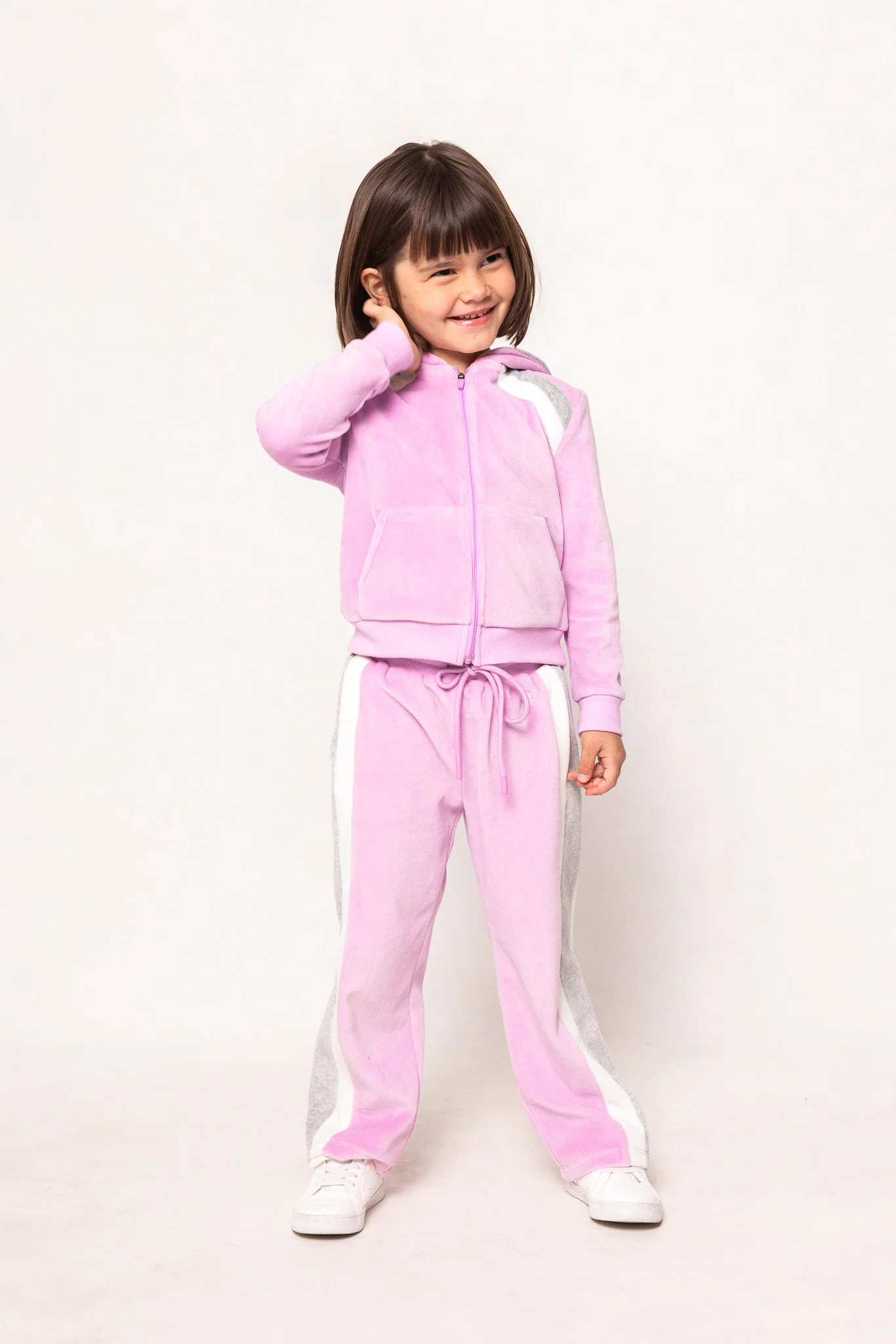 Zip Up Velour Sweatshirt in Pink