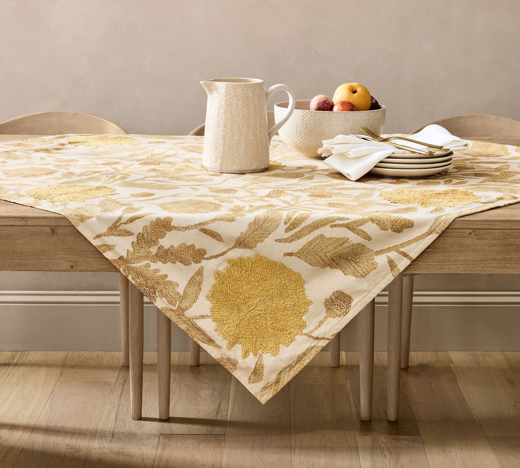 Mayme Embroidered Cotton Table Throw