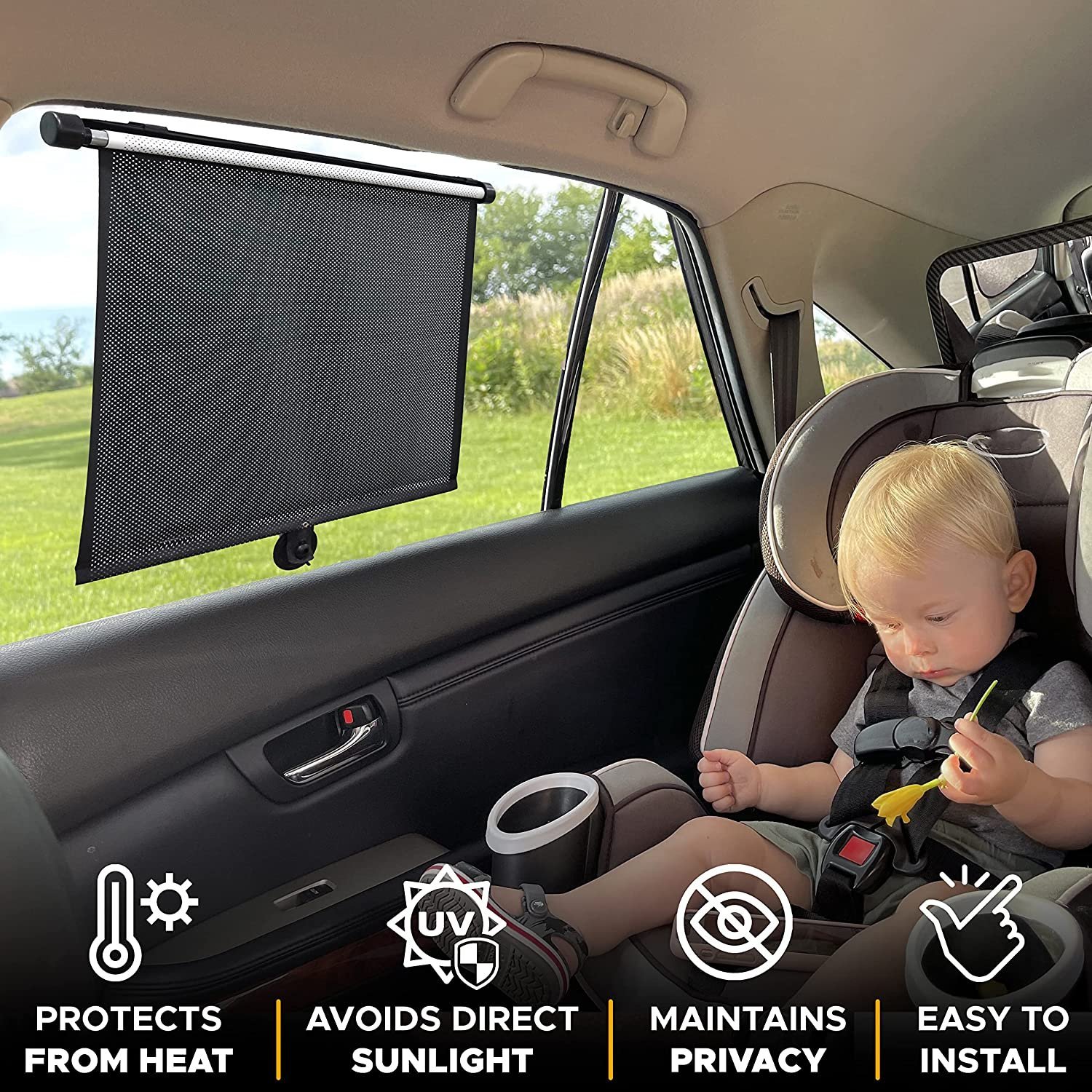 Last Day Promotion 49% OFFRetractable Window Roller Sunshade For Truck/car/SUV/bedroom/kitchen/living room/office