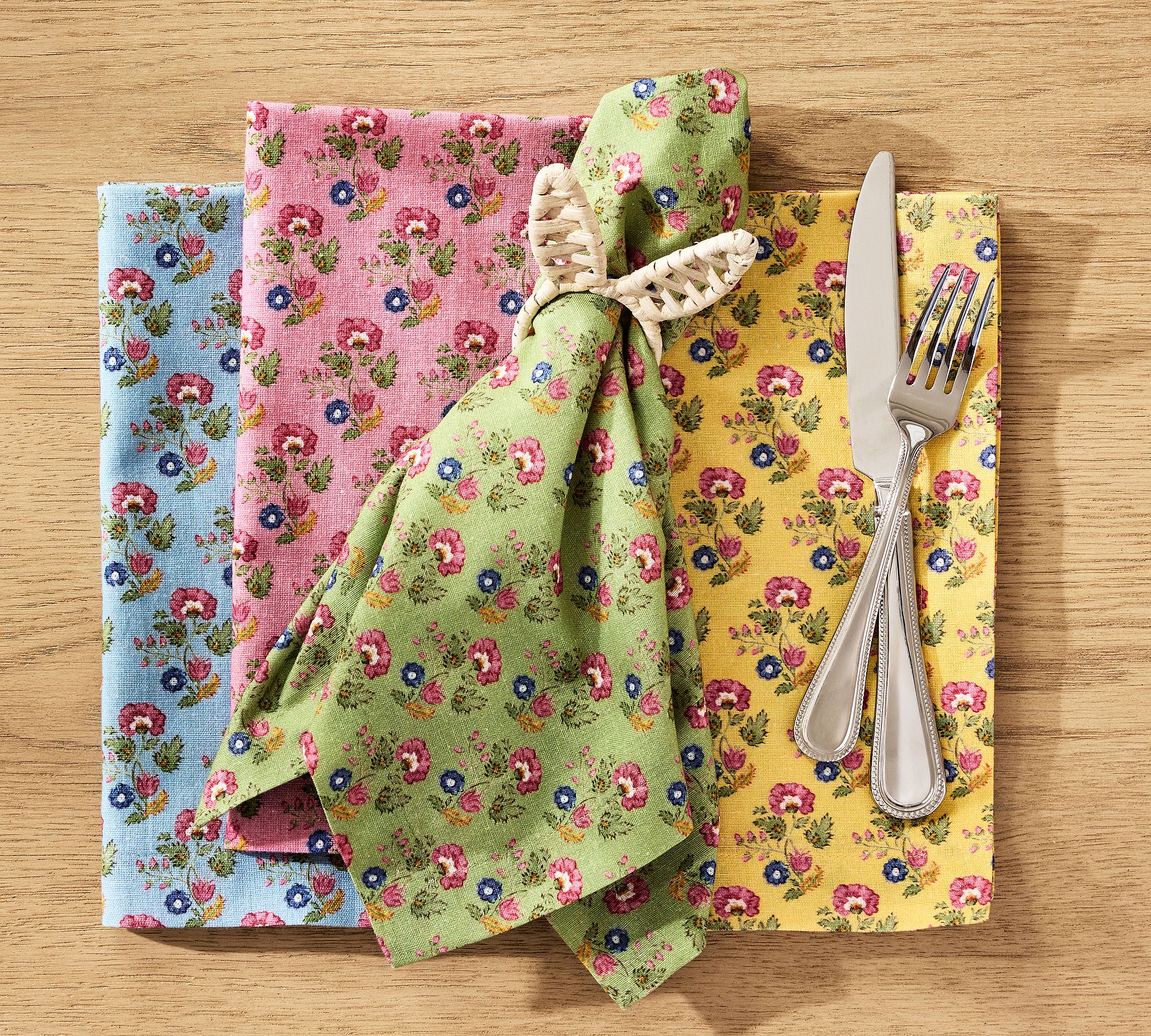 Botanical Bunny Cotton Napkins - Mixed Set of 4
