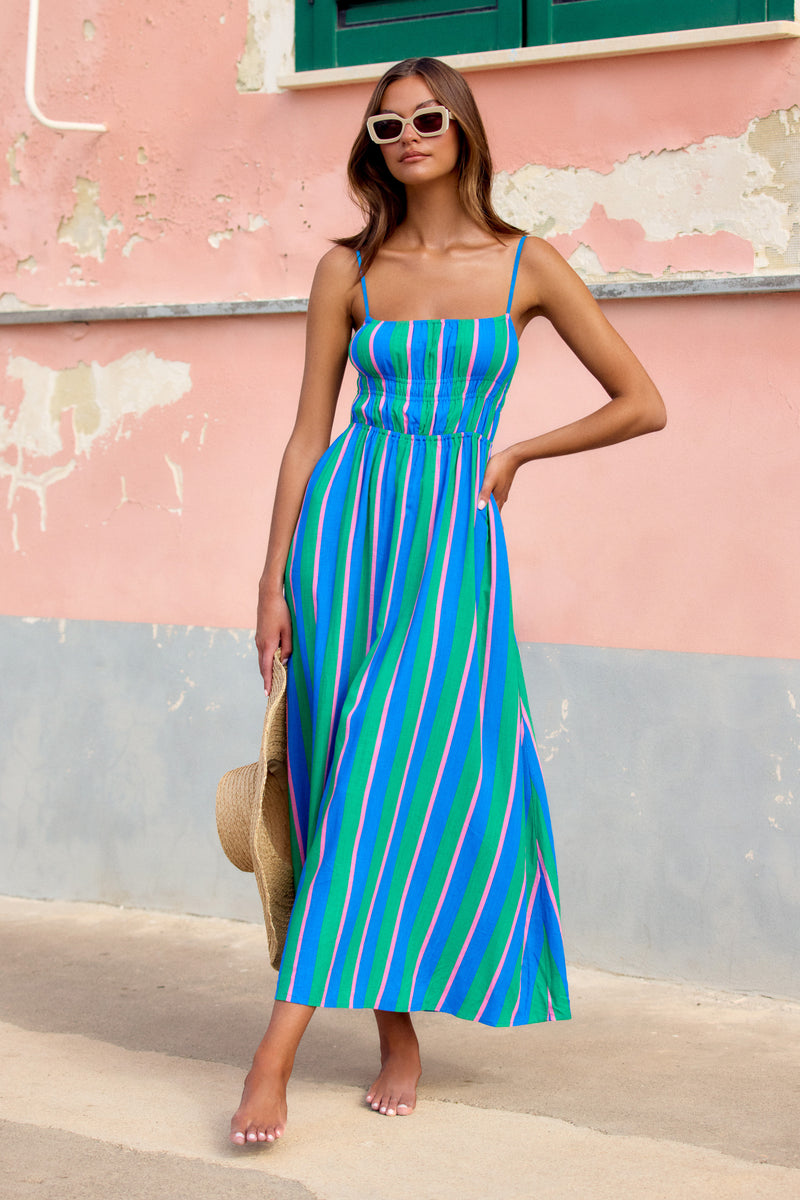 Striped Colorblock Slip Dress