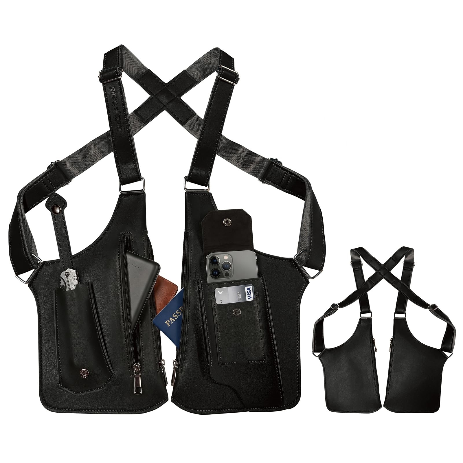 Men's Leather Multi-functional Underarm Backpack