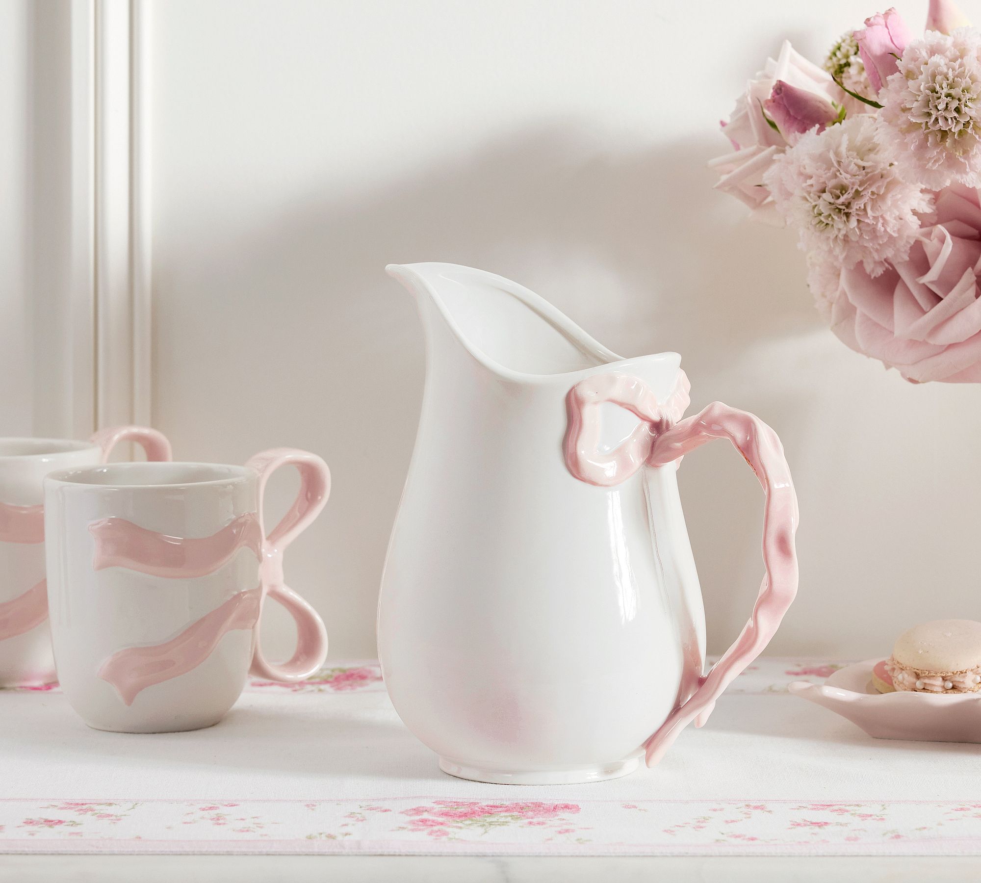 LoveShackFancy Stoneware Bow Pitcher