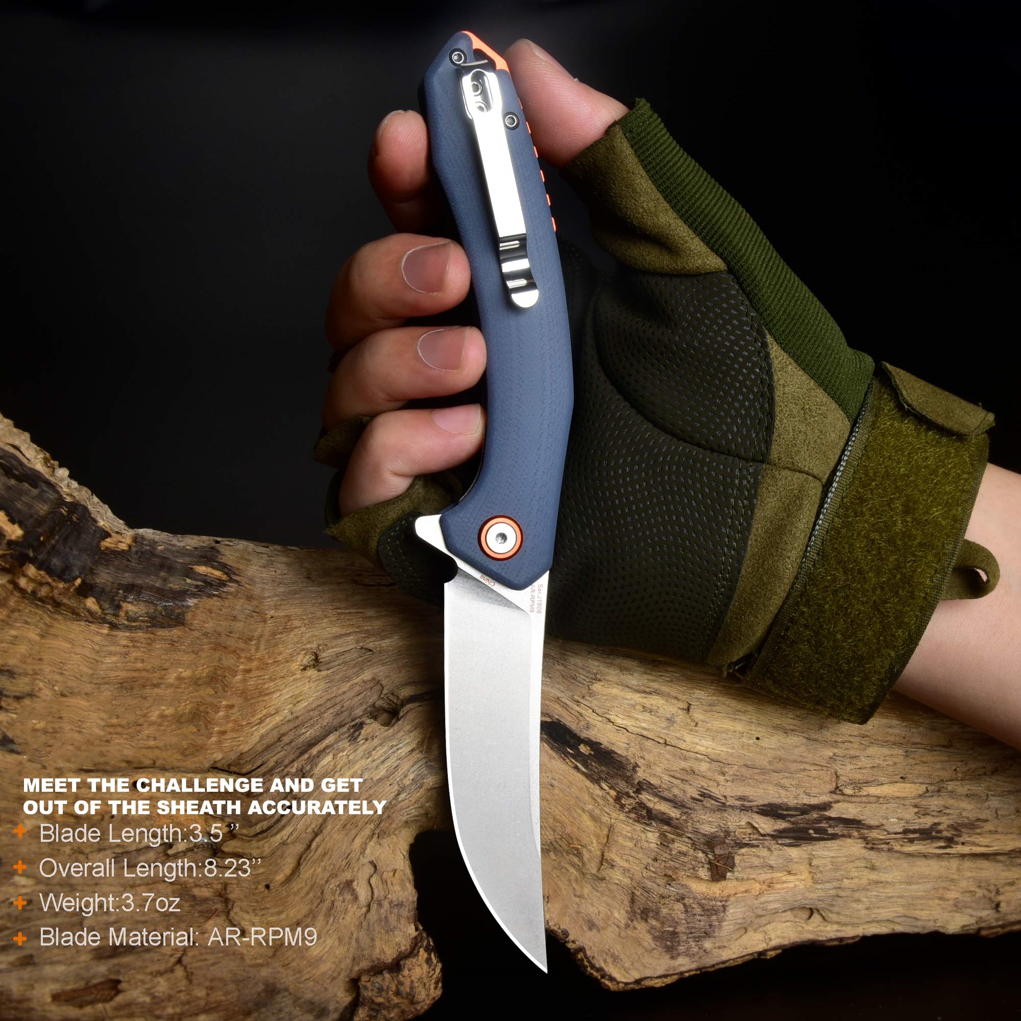 Tactical Pocket Folding Knife with D2 Steel Blade and G10 Handle