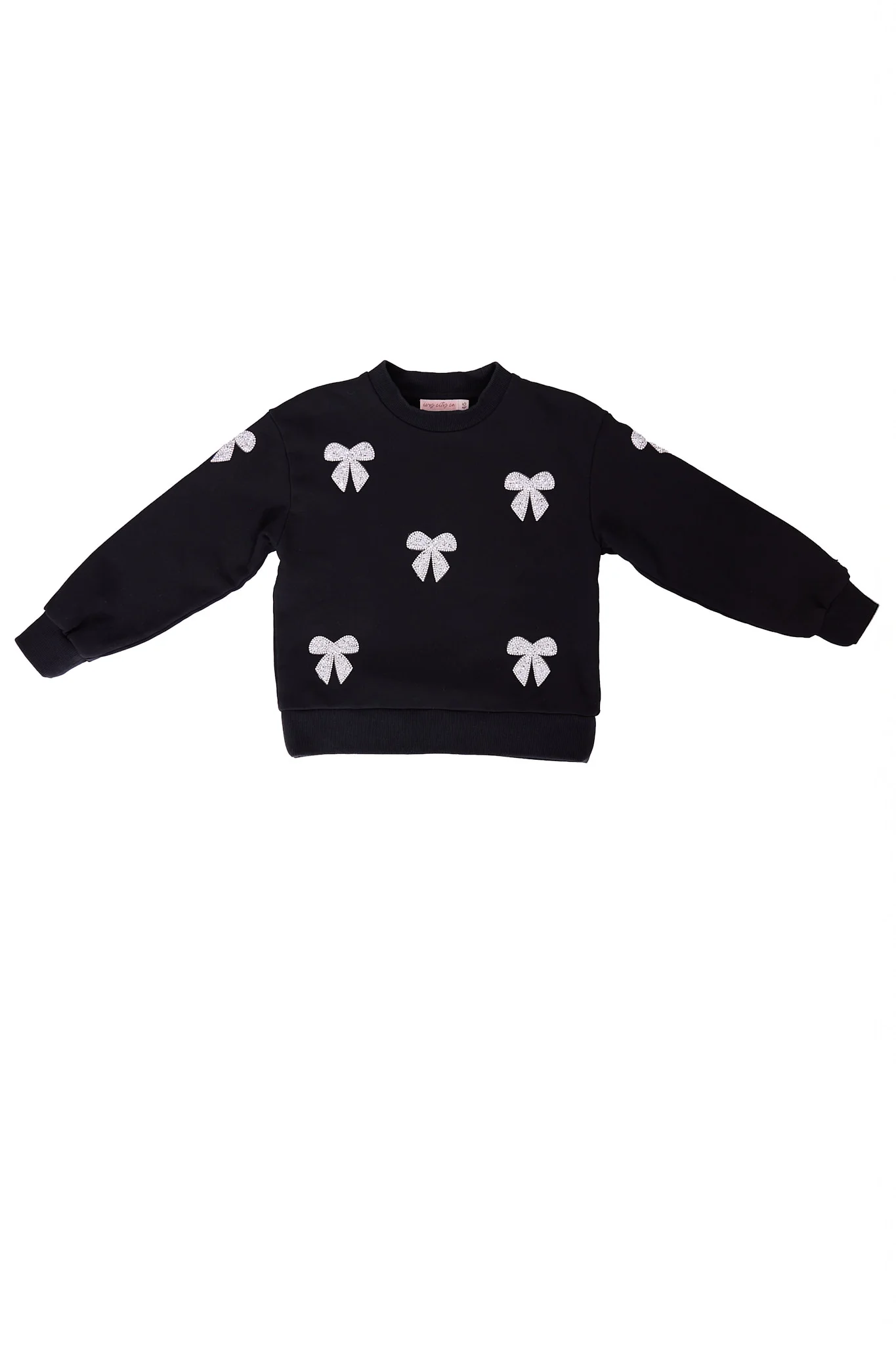 Crew Neck Sweatshirt in Black & Bows