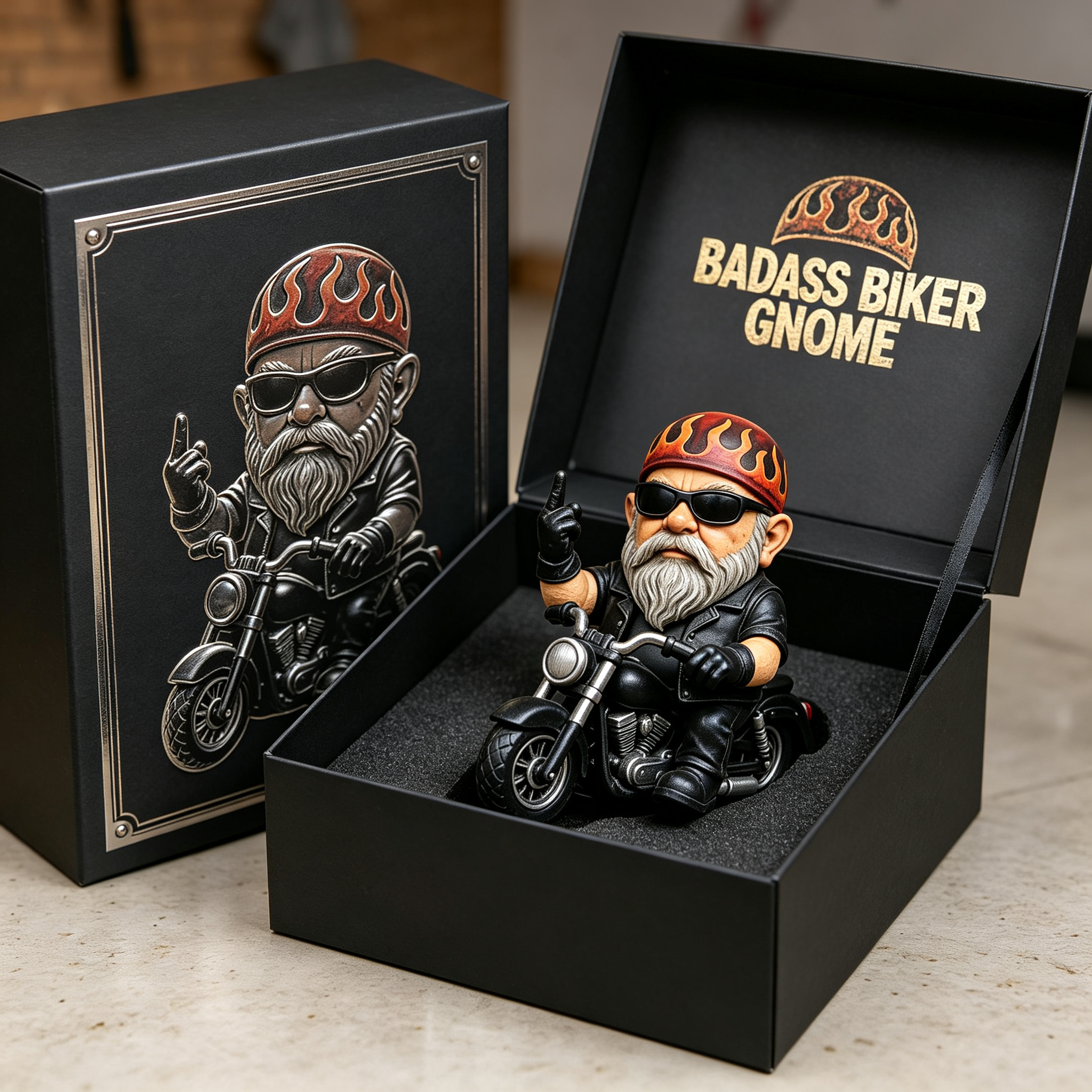 🏍️🖕 Vintage Motorcycle Rider Figurine