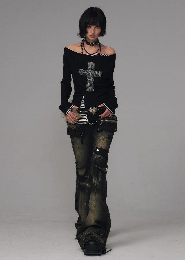 Punk Alloy Washed Cargo Bootcut Denim