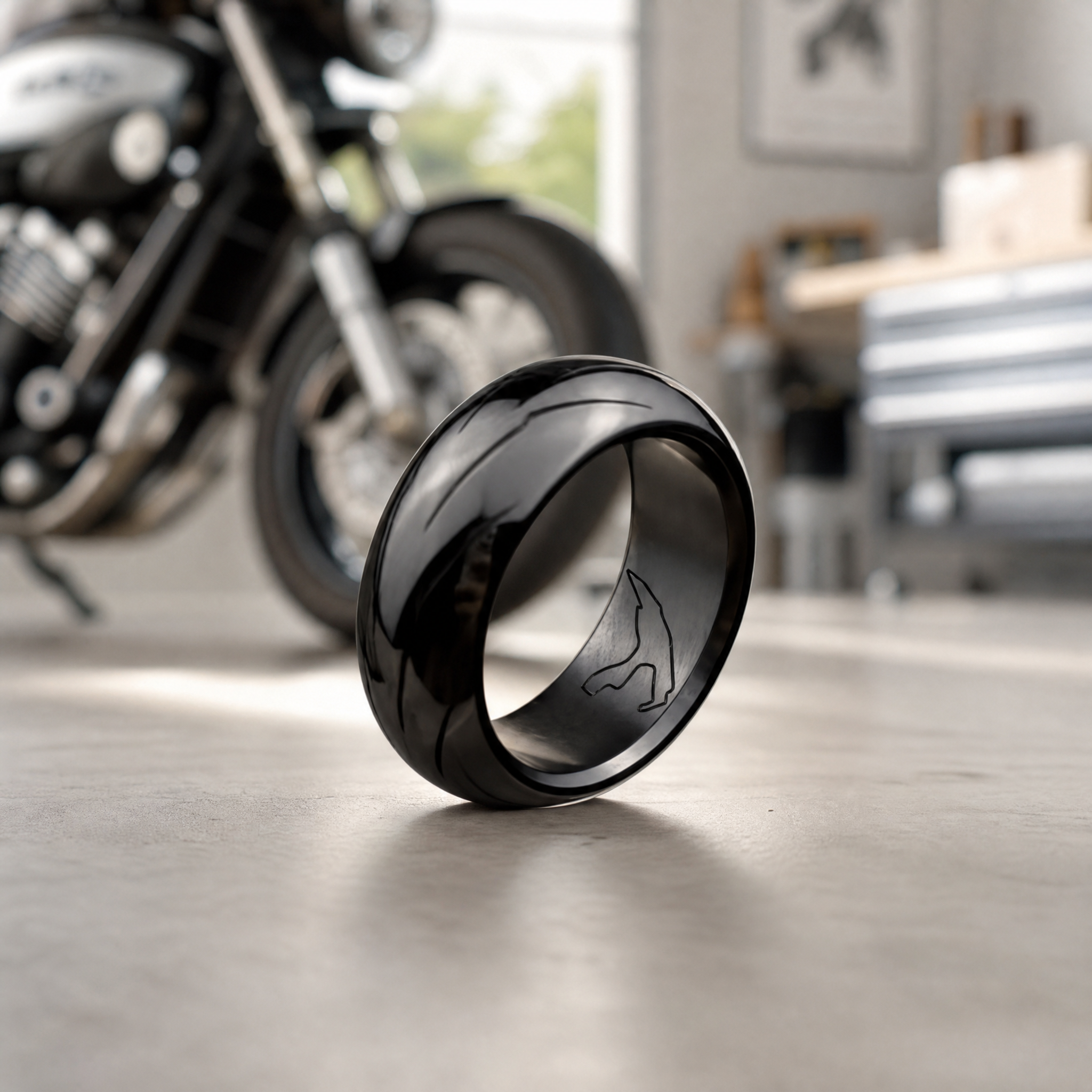 Polished Metal Motorcycle Tire Track Ring