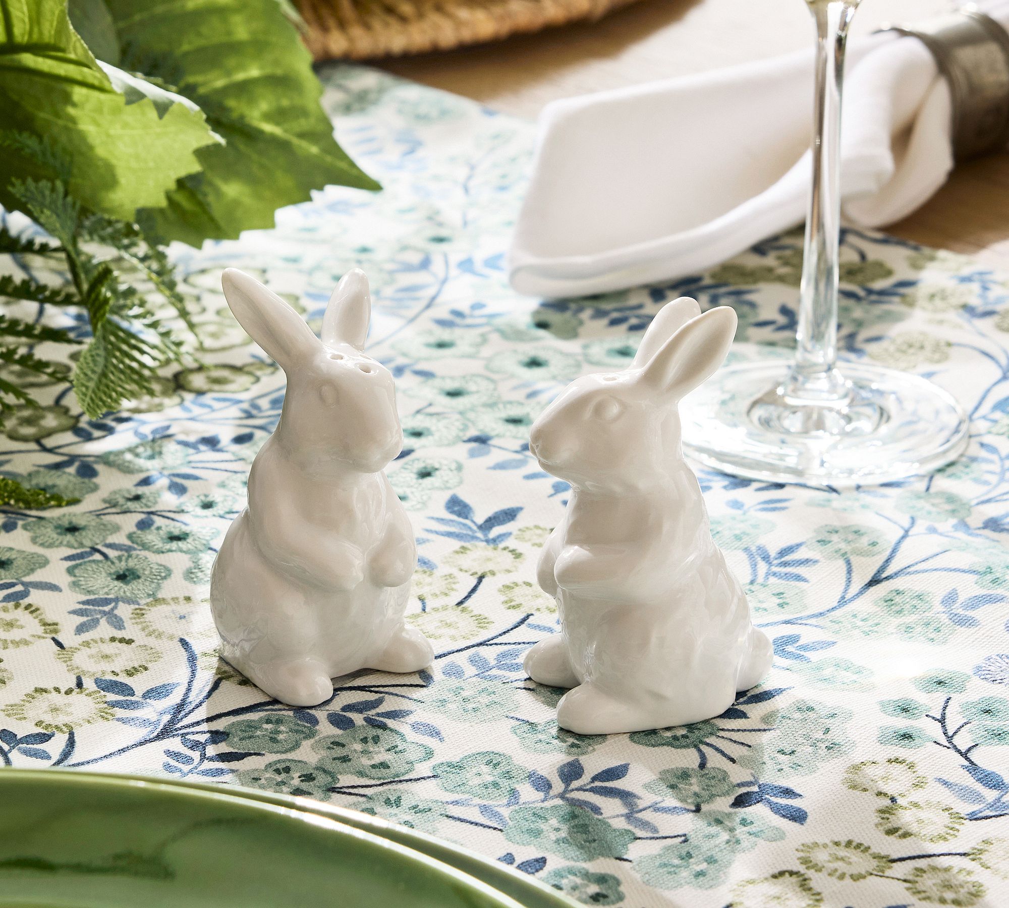 Floral Bunny Stoneware Salt & Pepper Shakers