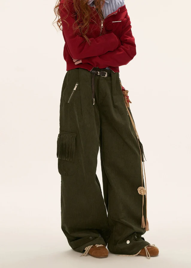 Fringed Cord Pants