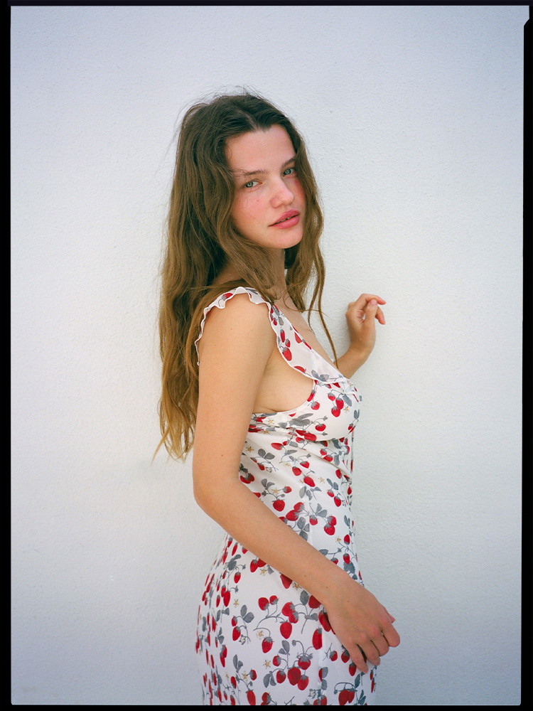 Strawberry print chiffon dress