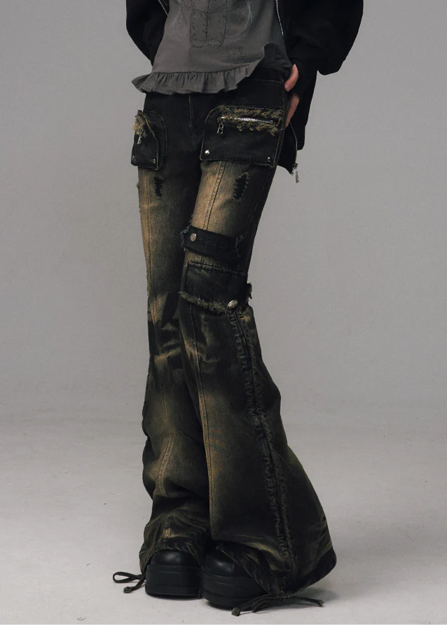 Punk Alloy Washed Cargo Bootcut Denim