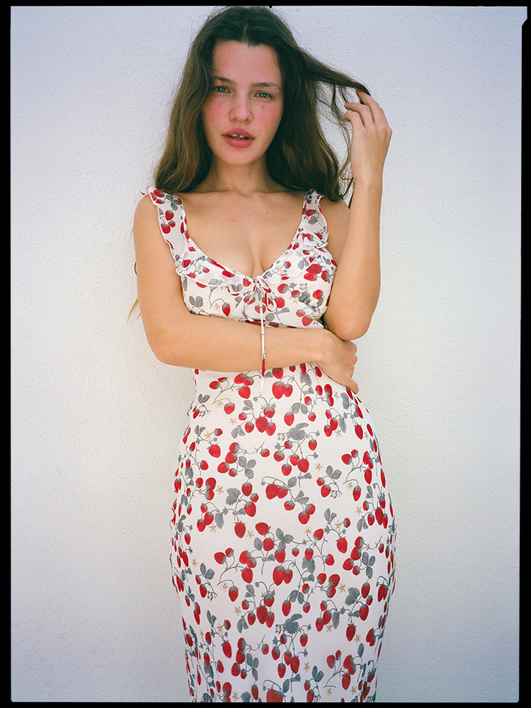 Strawberry print chiffon dress