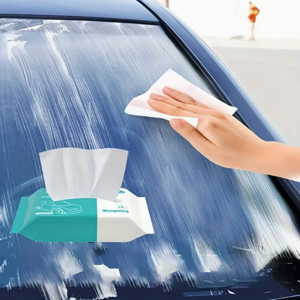 Easily Remove Car Glass Oil Film With Wash-Free Wipes - No Windshield Decontamination Needed!