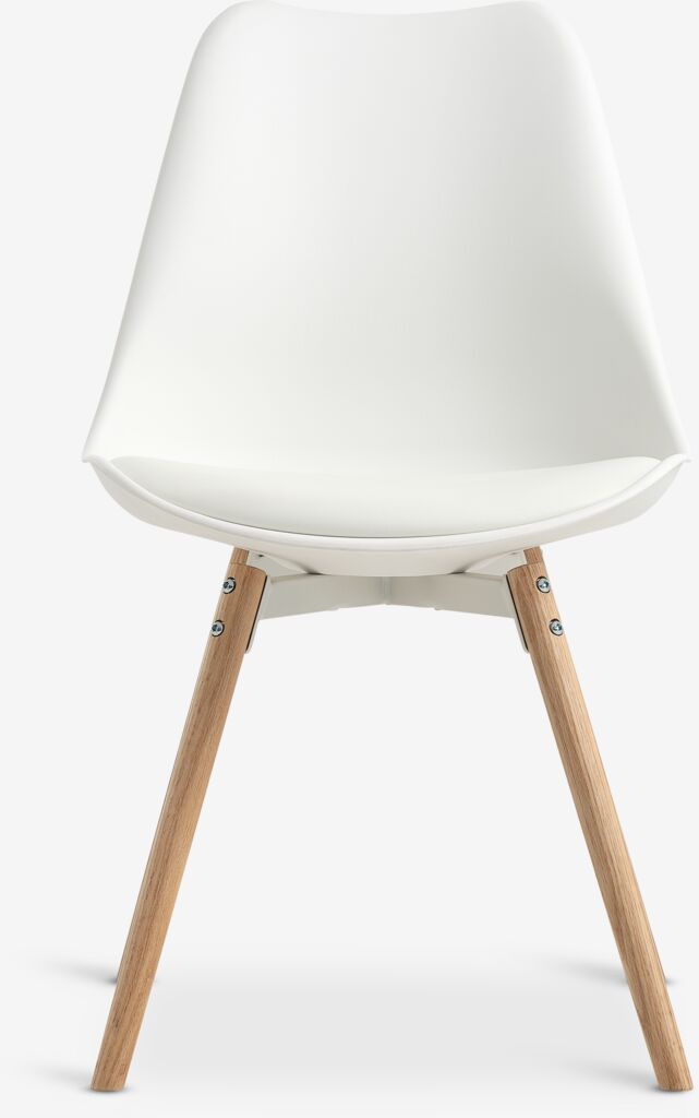 Dining chair KASTRUP white leatherette/natural oak