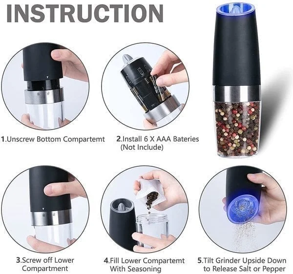Christmas Sale 49% OFF - Automatic Electric Gravity Induction Salt & Pepper Grinder - BUY 2 GET FREE SHIPPING