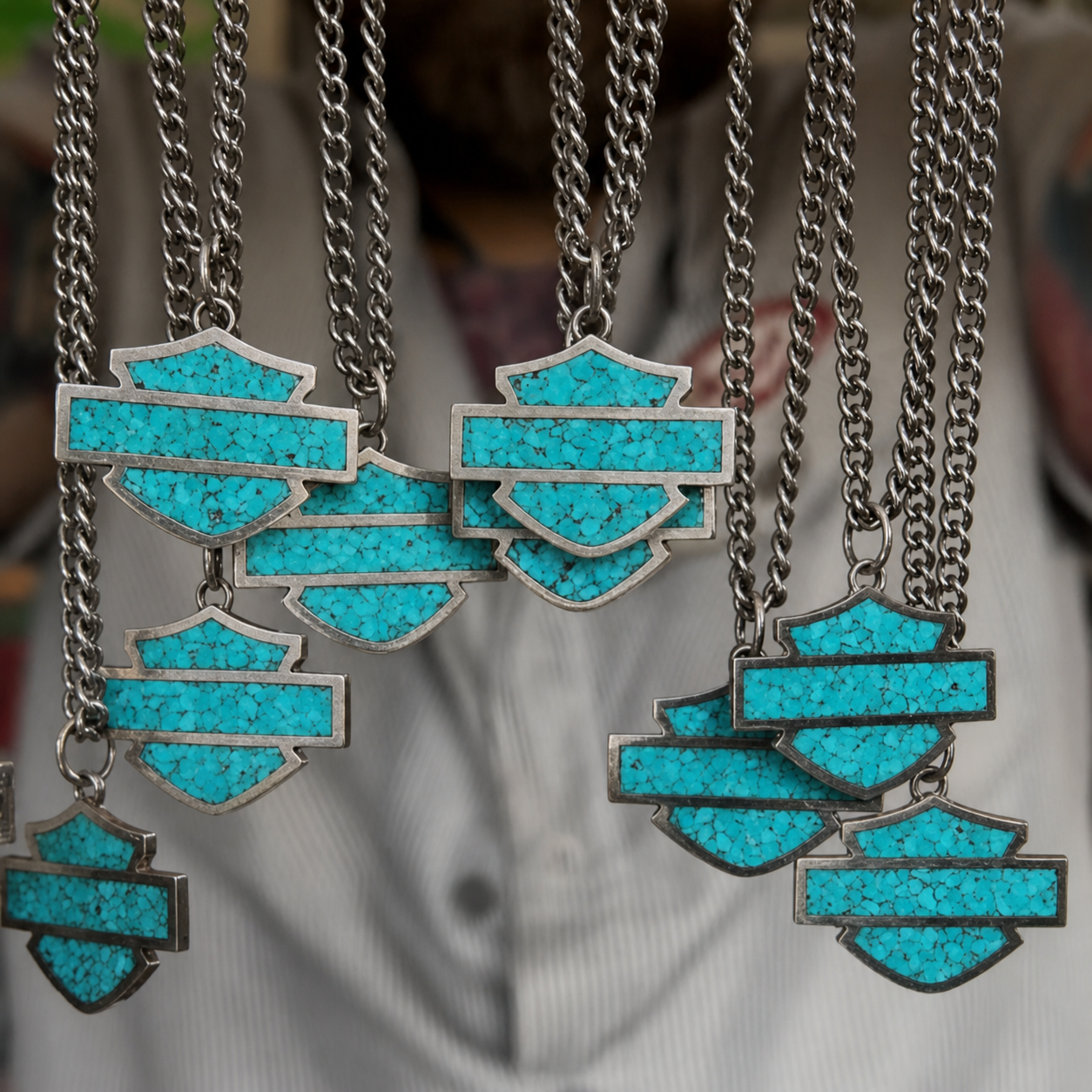 Handcrafted Shield Turquoise Pendant Necklace