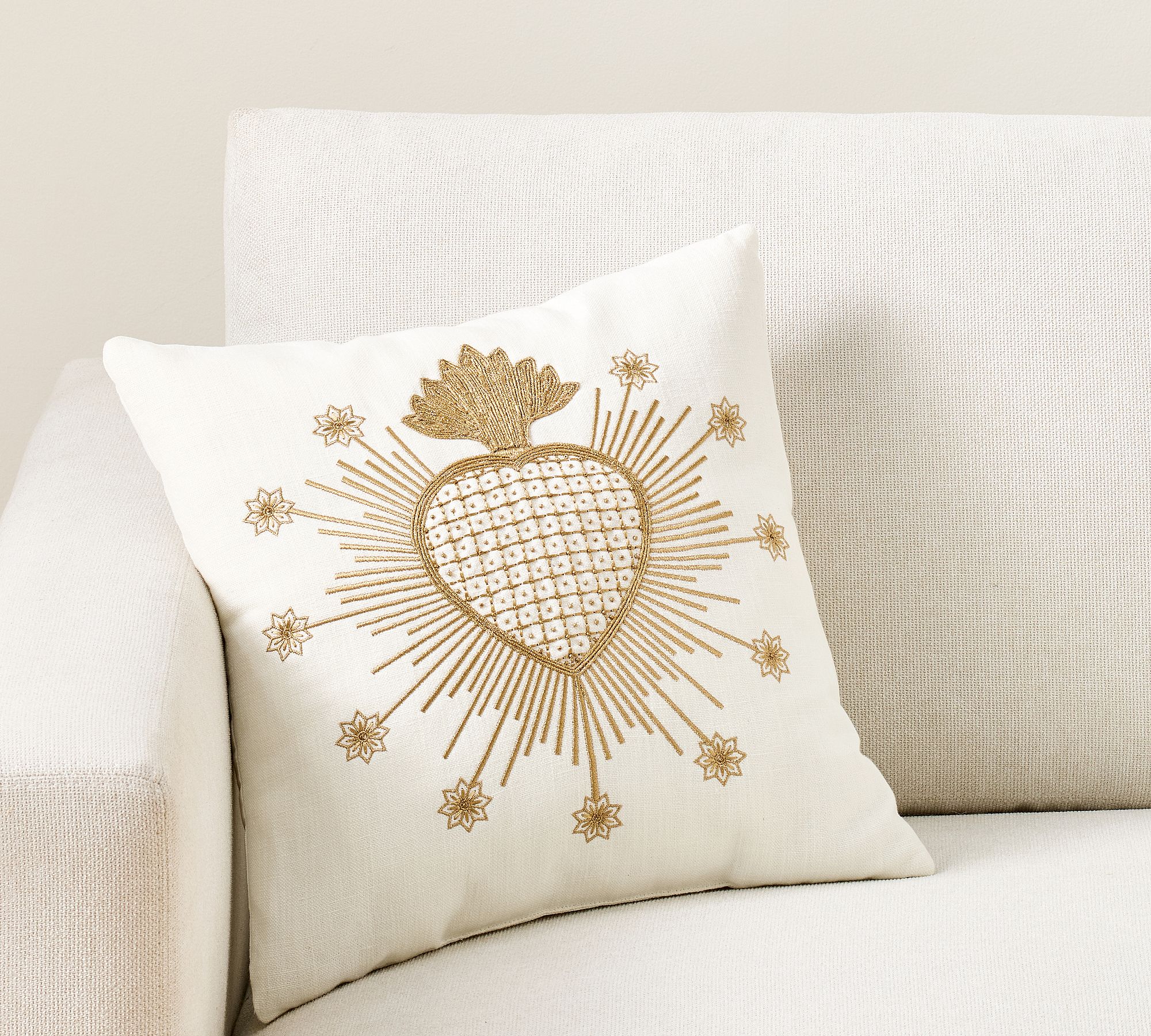 Gold Heart Filled Pillow