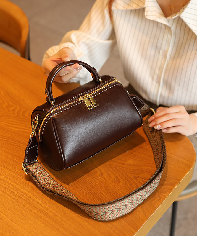 Versatile Brown Calf Leather Mini Bag