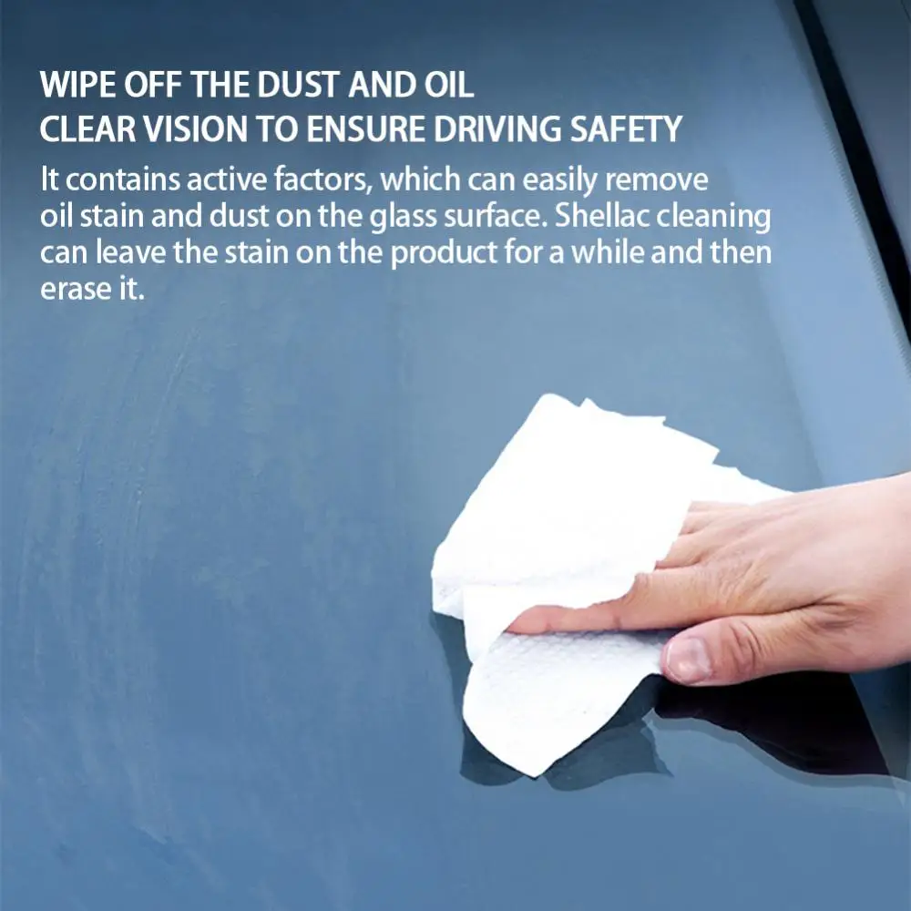Easily Remove Car Glass Oil Film With Wash-Free Wipes - No Windshield Decontamination Needed!
