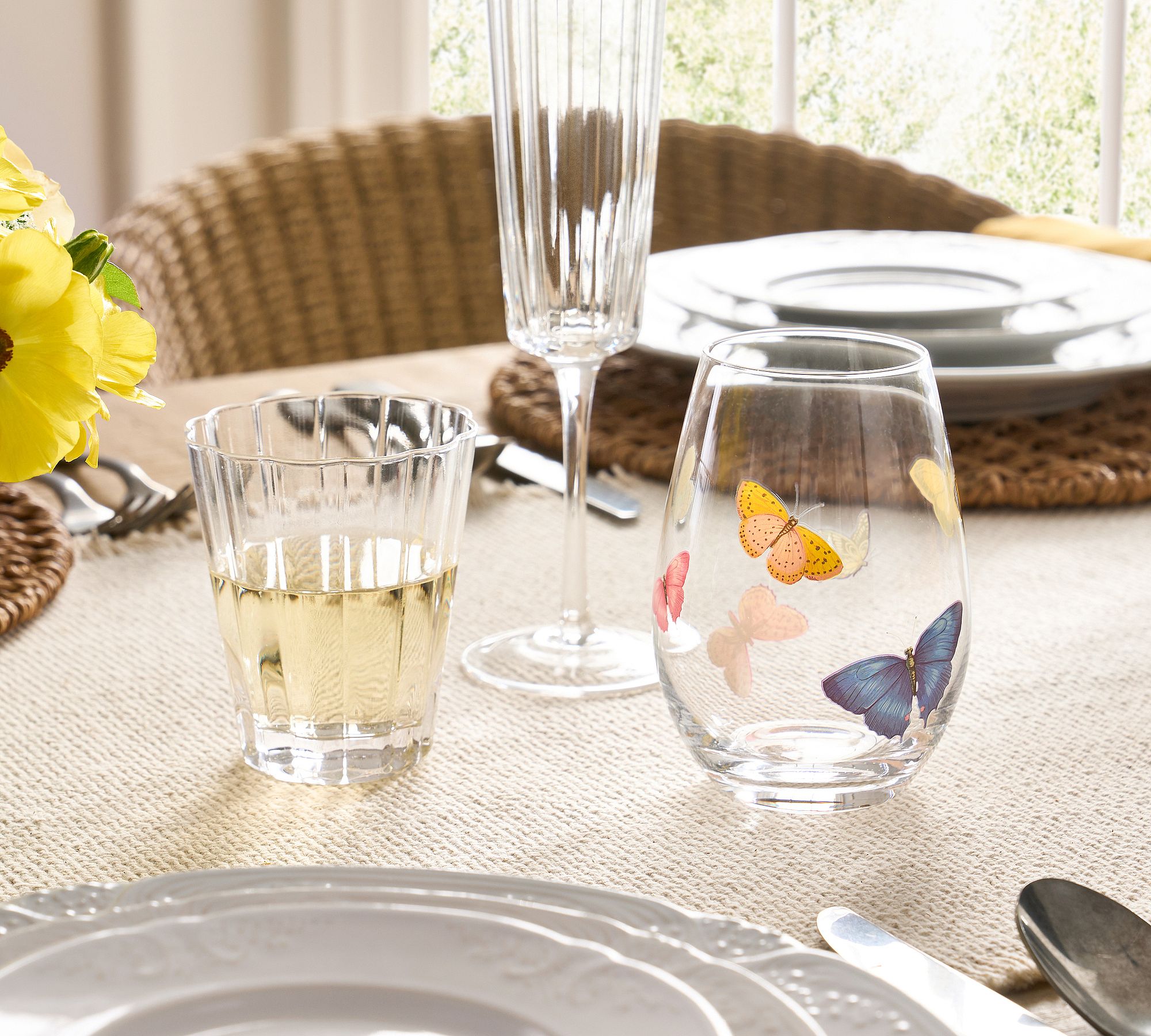 Butterfly Wine Glasses - Set of 4