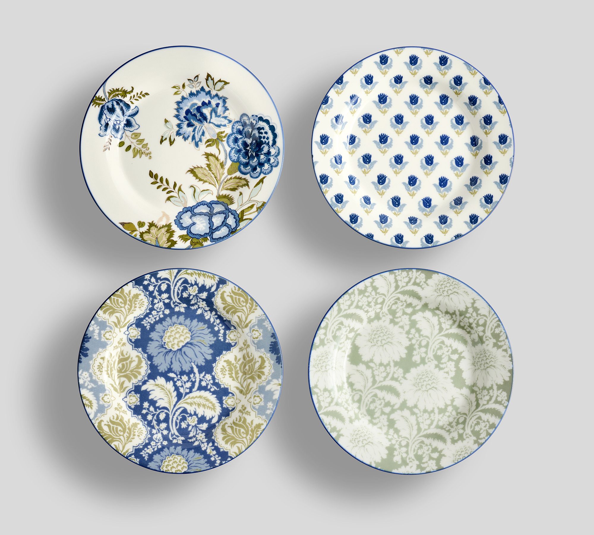 Kravet Jardin Stoneware Appetizer Plates - Mixed Set of 4