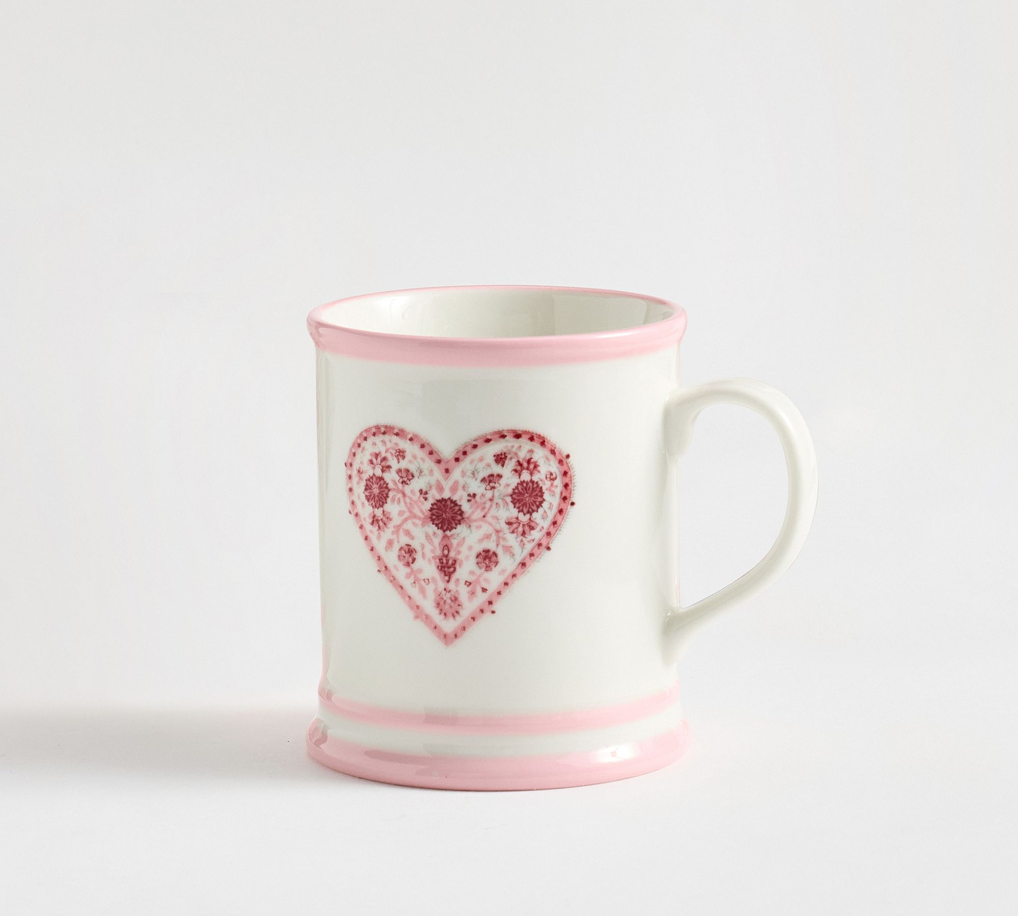 Heart Print Stoneware Mugs - Set of 4