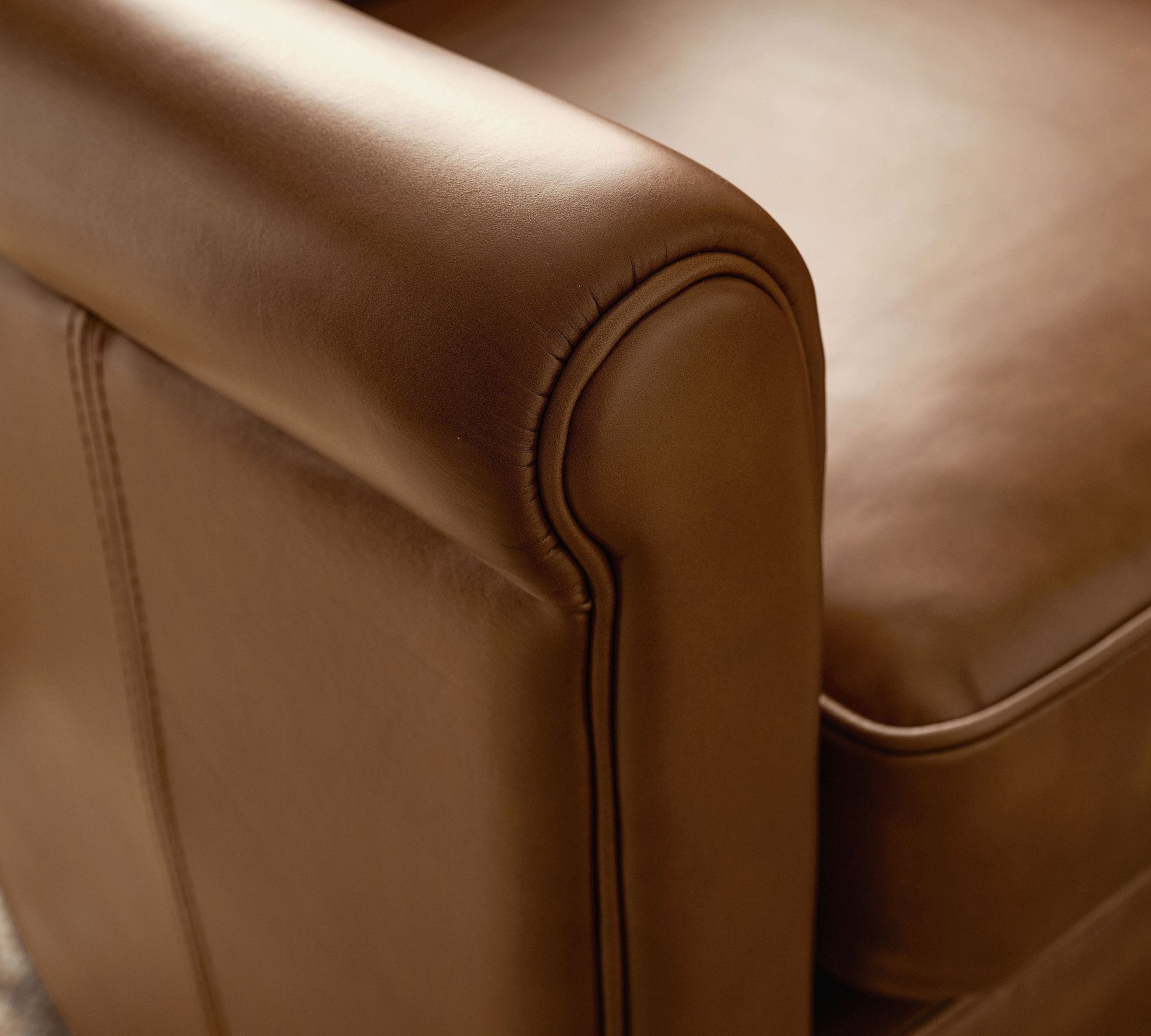 Irving Roll Arm Leather Swivel Chair