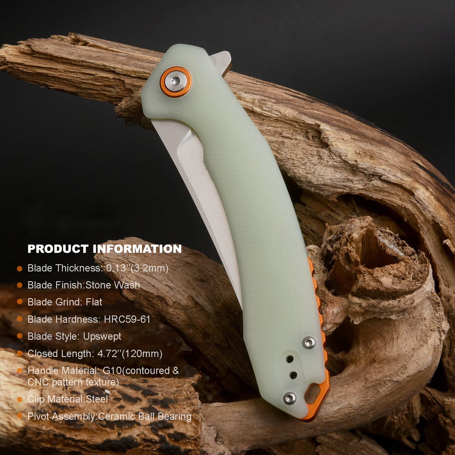 Tactical Pocket Folding Knife with D2 Steel Blade and G10 Handle