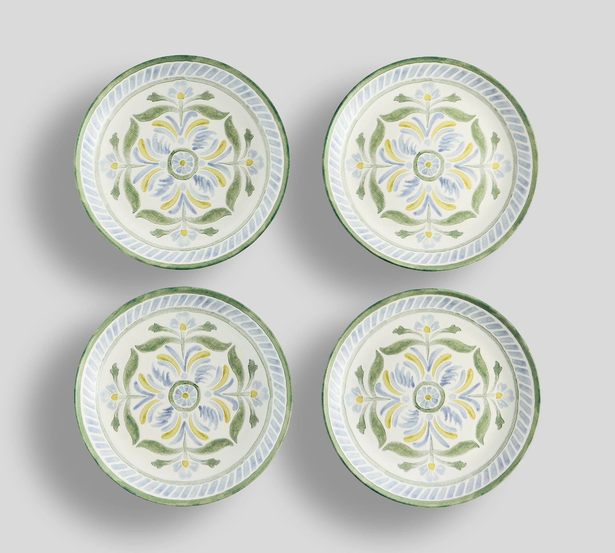 Chambray Tile Multi Stoneware Appetizer Plates - Set of 4