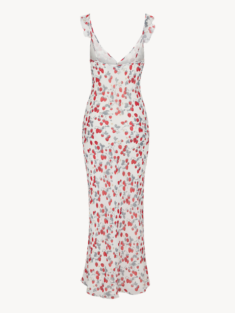 Strawberry print chiffon dress