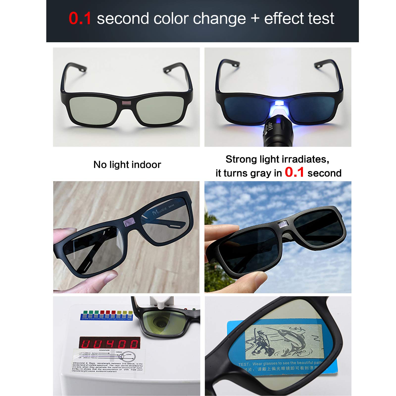 0.1 Seconds Smart Photochromic Polarized Men's Sunglasses