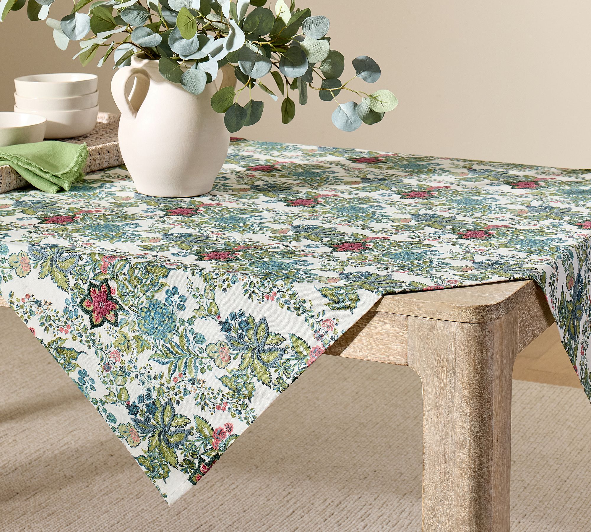 Saskia Embroidered Cotton Table Throw