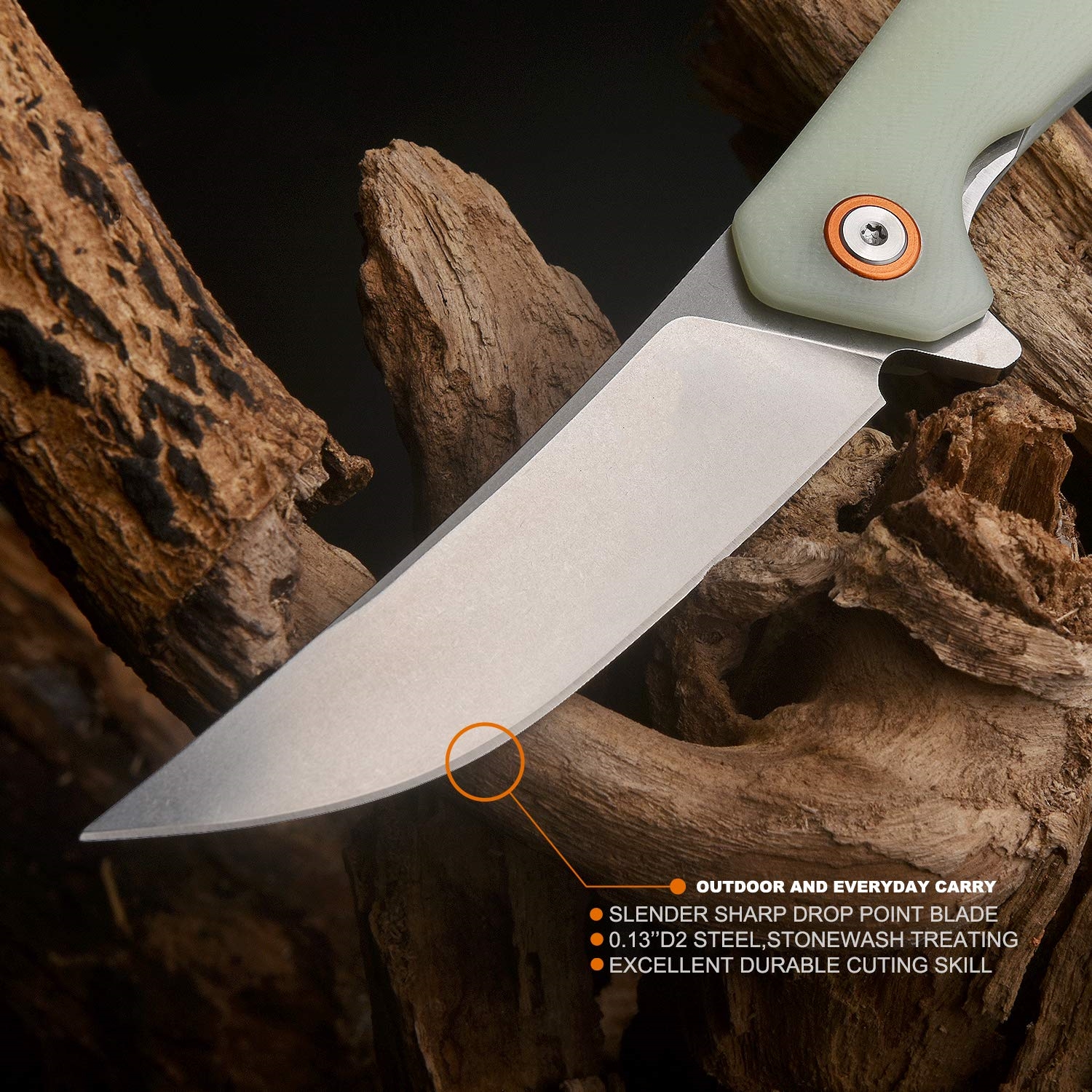 Tactical Pocket Folding Knife with D2 Steel Blade and G10 Handle