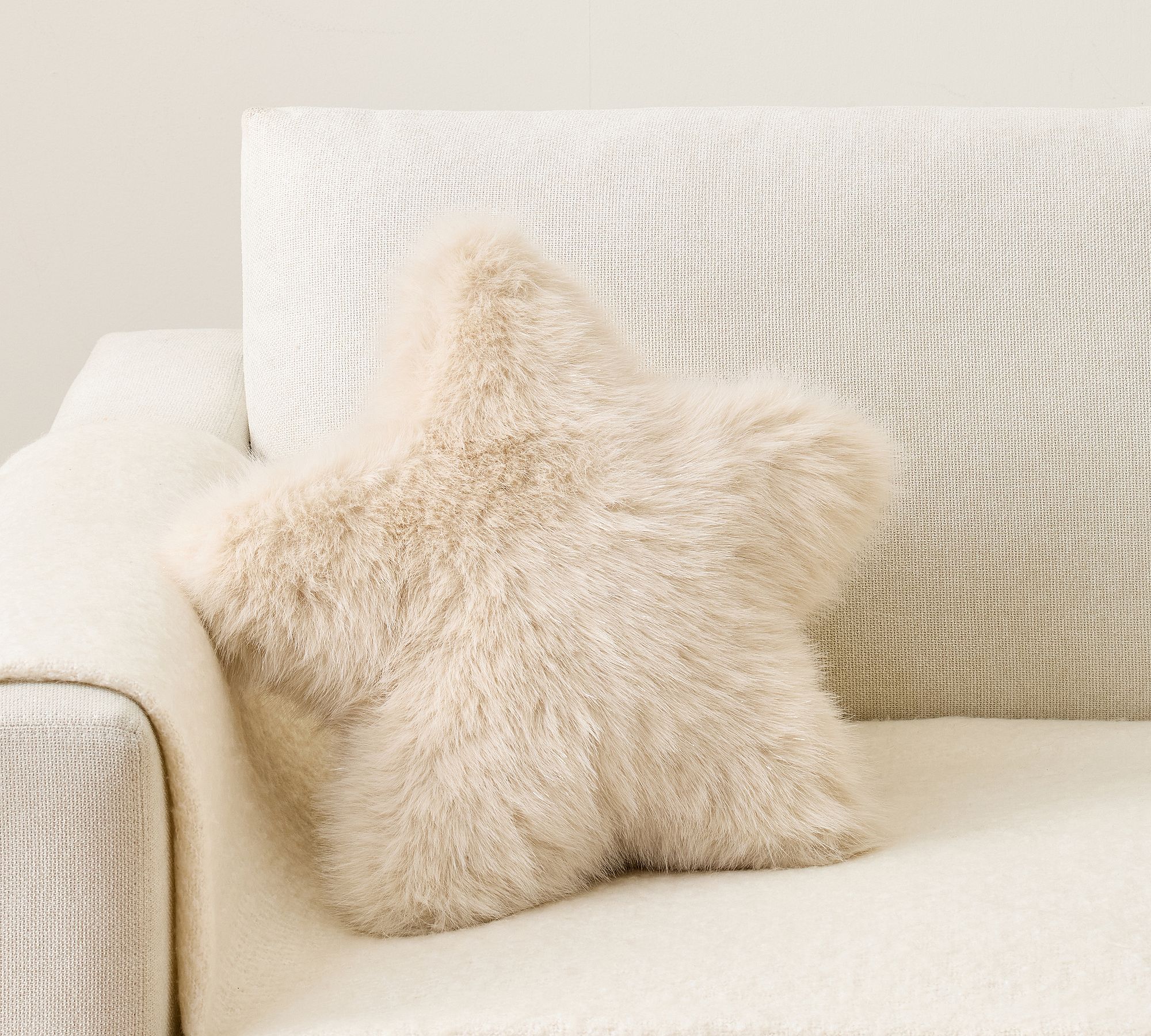 Sparkle Faux Fur Star Shaped Pillow