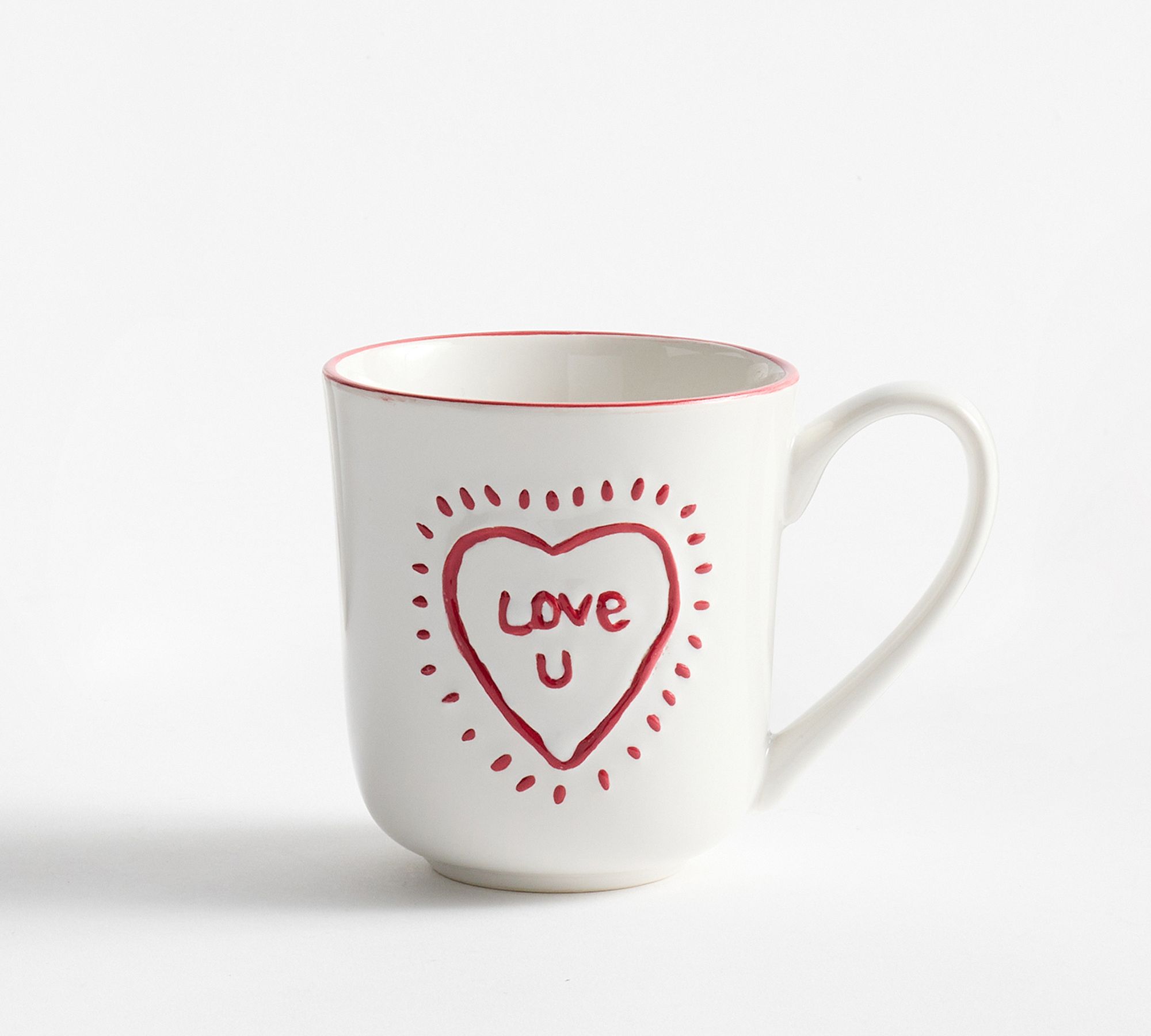 Love You Embossed Stoneware Mugs - Set of 4