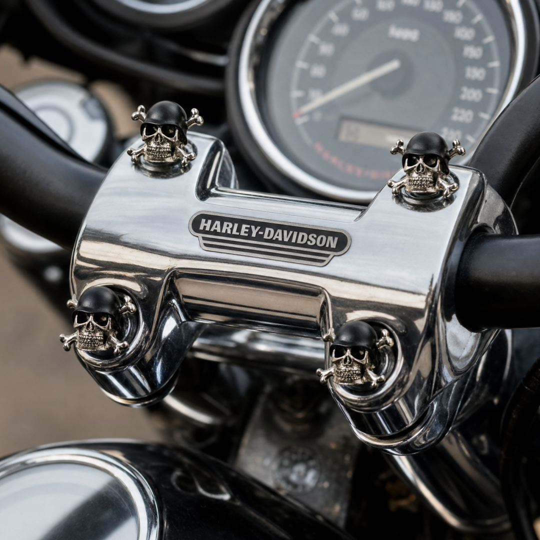 Handcrafted Skull License Plate Bolts for Motorcycles