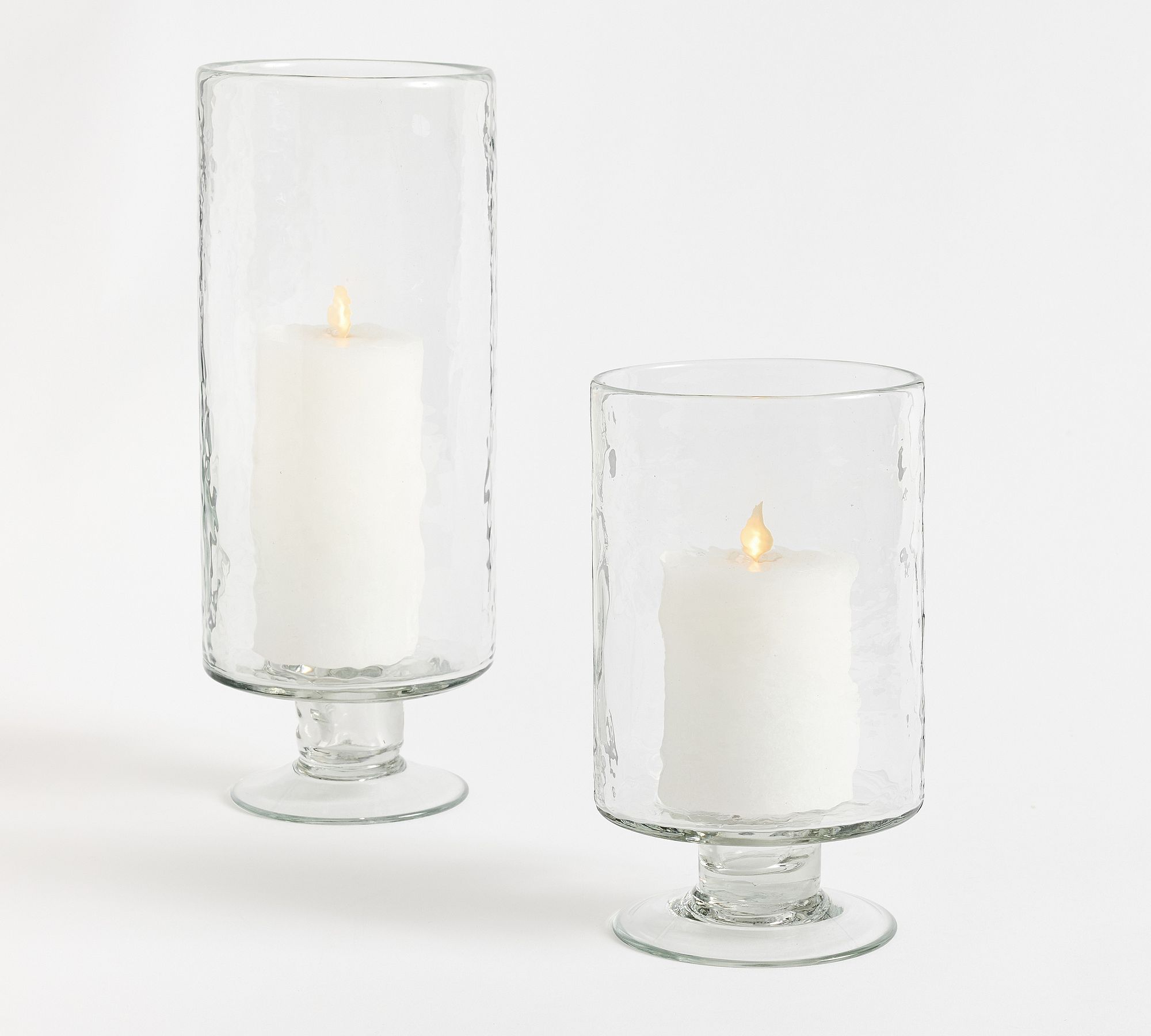 Hammered Pedestal Hurricane Candle Holder