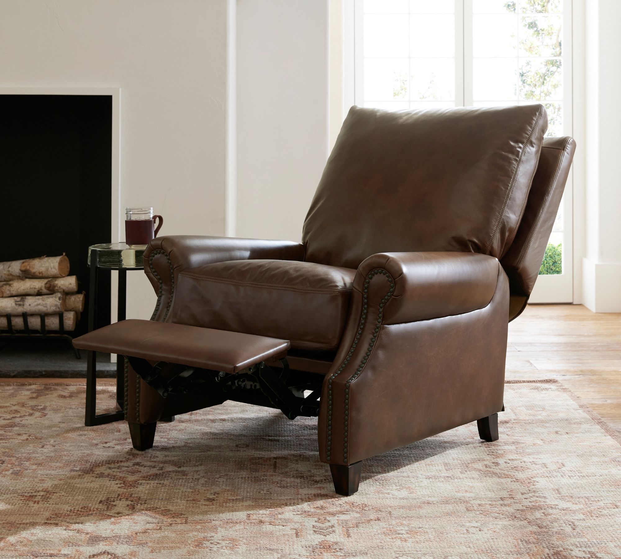 James Roll Arm Leather Recliner